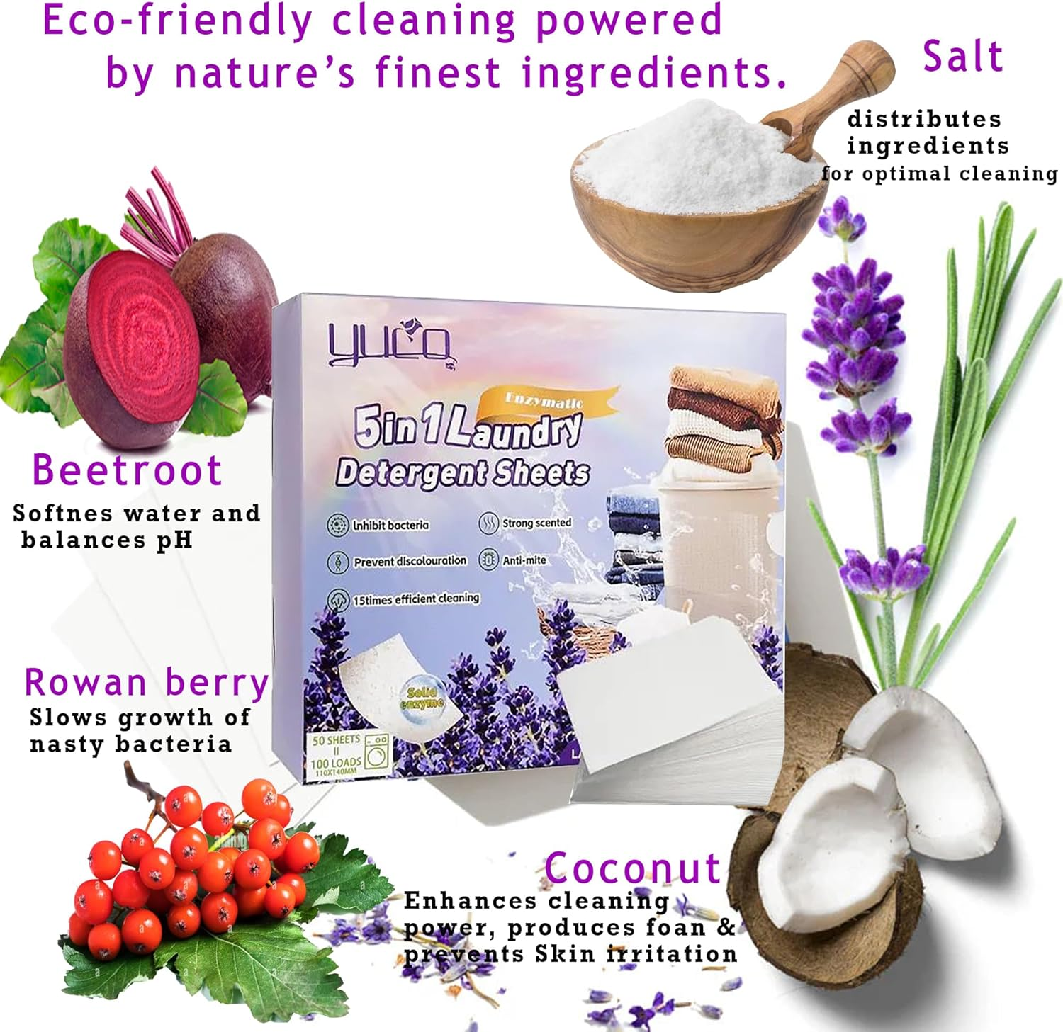 5-In-1 Laundry Detergent Sheets -100 Loads Ultra-Concentrated Stain Fighter & Color Catcher - Hypoallergenic, Plant-Based Laundry Soap - Fresh Lavender Scent, Travel-Friendly & Perfect for Dorms.