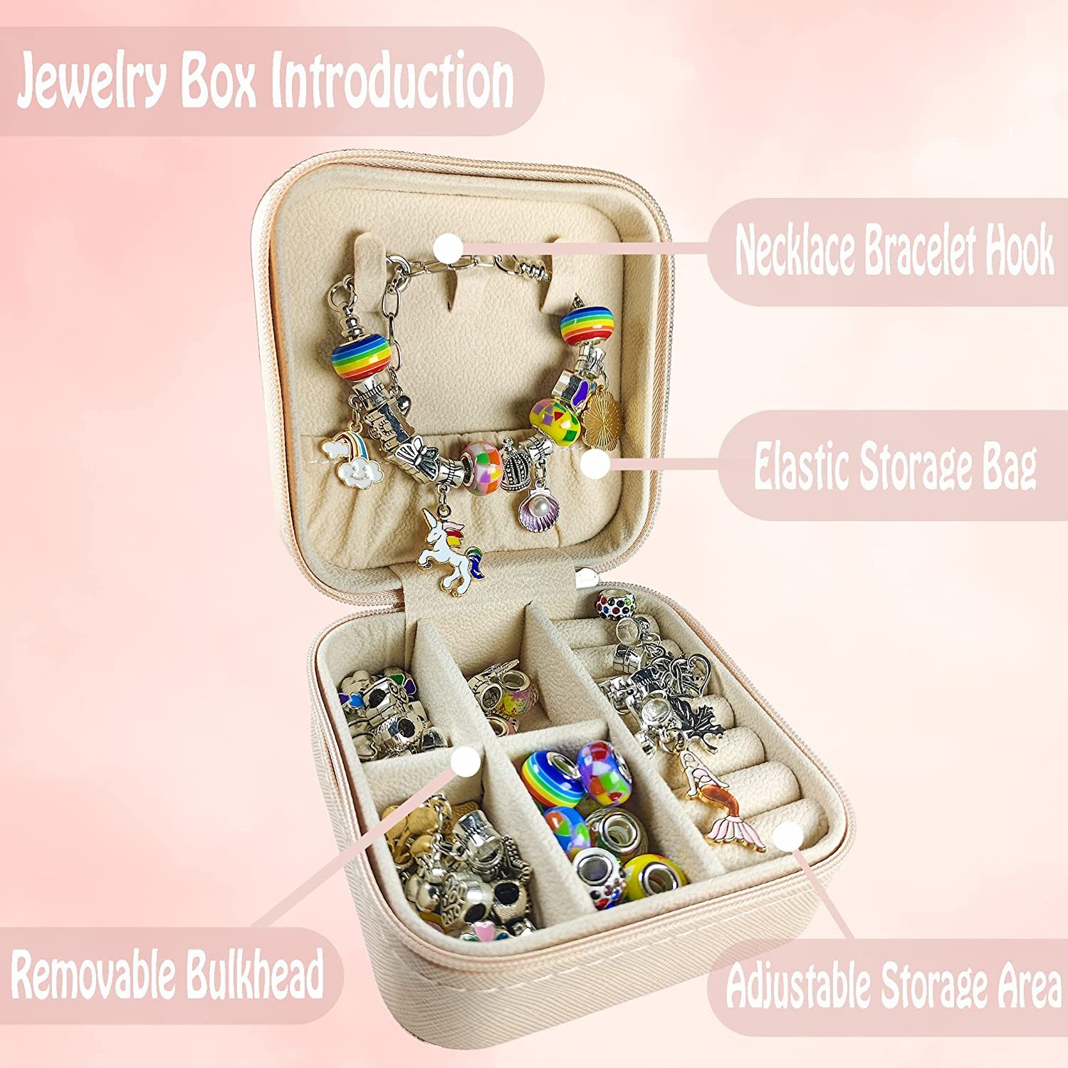 Yowamho Charm Bracelet Making Kit for Girls, 69PCS DIY Jewellery Making Set with Jewelry Box and Gift Gag, Jewellery Charms and DIY Art Crafts with Beads Bracelets Necklaces, Birthday Christmas Jewellery Gifts for Teens Kids Age 6-12.&hellip; image number 3
