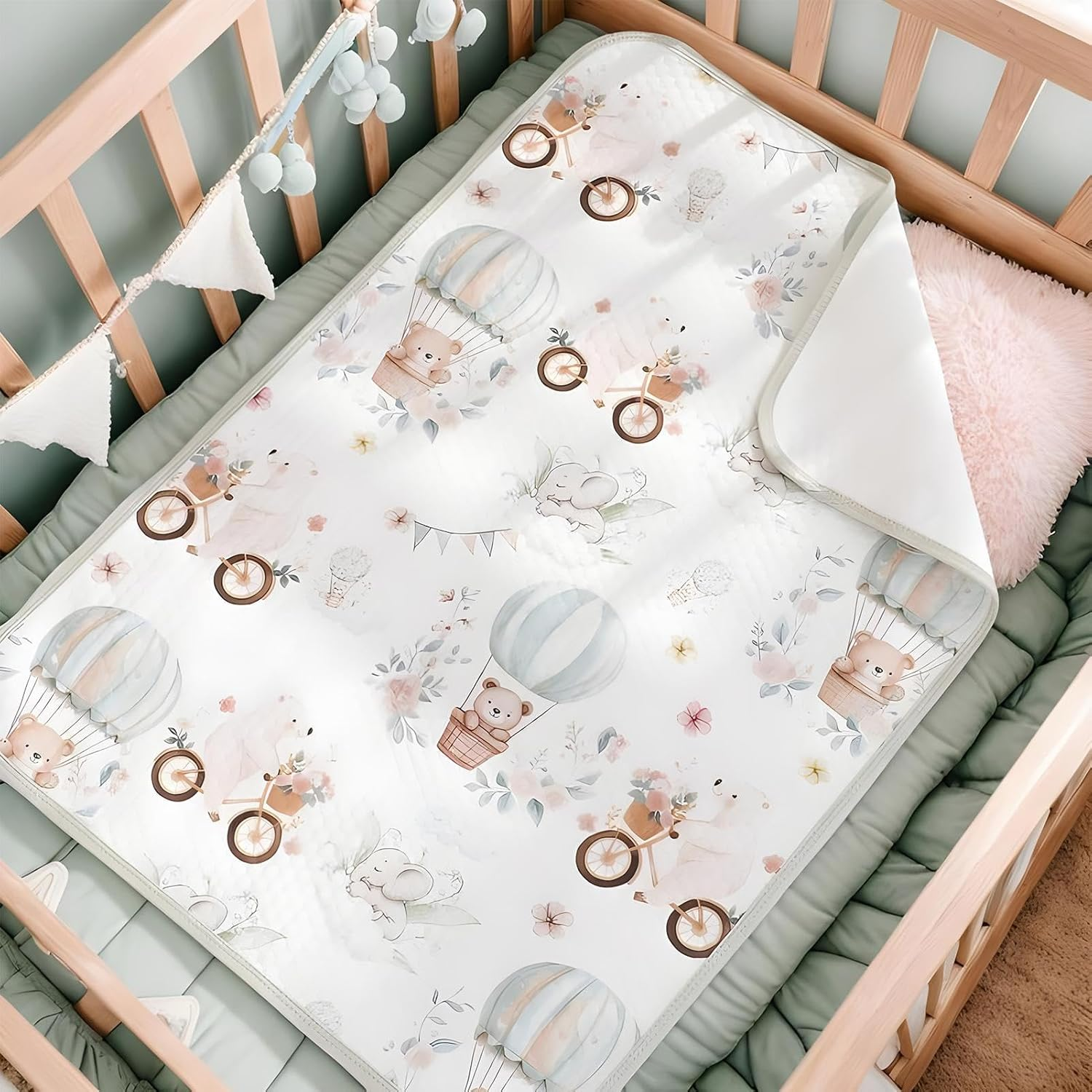 Diaper Beehive | Changing Waterproof Pad Cover | Absorbent Crib Liner Sheet Urination Potty Training Nursery Setup Travel during L image number 4