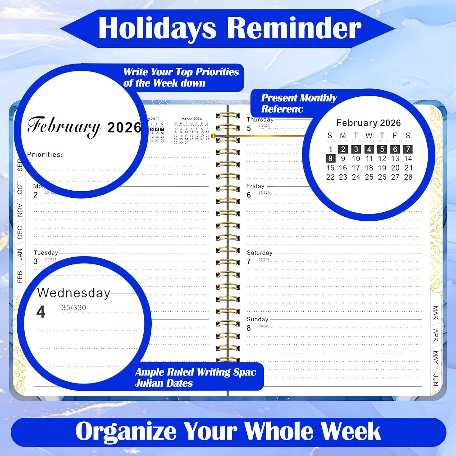 Academic Diary Planner 2025-2026, JUL 2025-JUN 2026 Weekly and Monthly Planner, A5 Daily with Twin-Wire Binding, Back Pocket, Premium Paper, 6.5X8.5In (A06, A06) image number 3