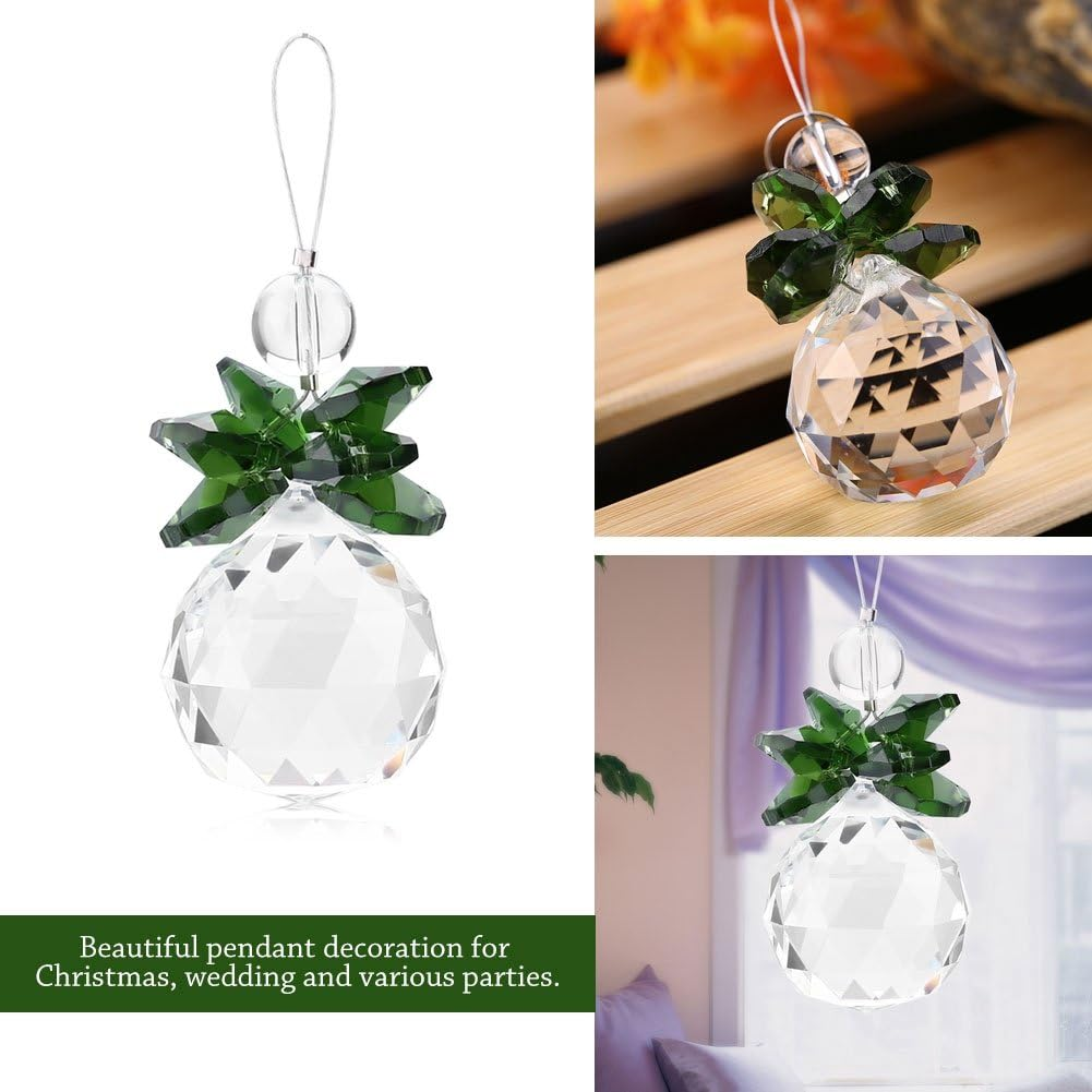 Crystal Suncatcher Hanging Pendant Angel Handmade Ornament Wedding Decor Rainbow Maker Prisms Pendant Feng Shu X'Mas Decor 1 PCS (Green) image number 6