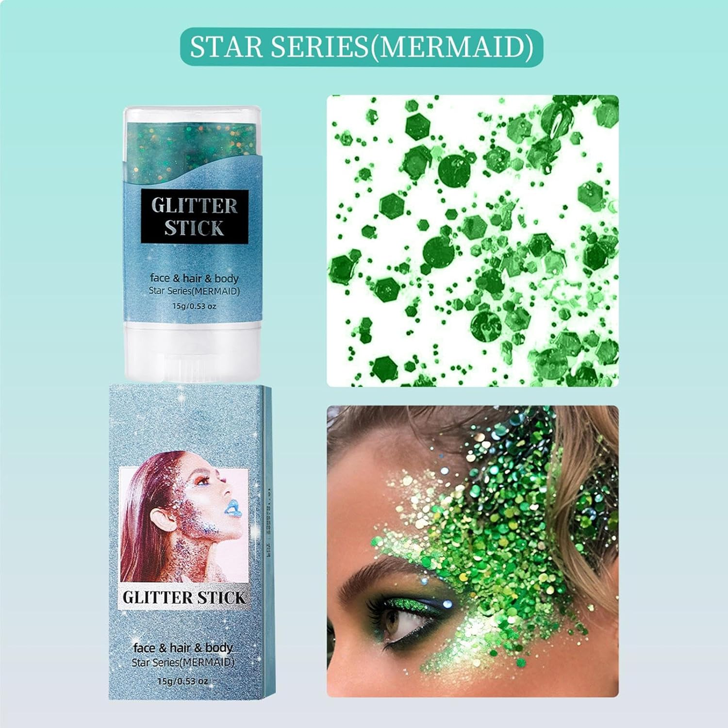 Rronnoy Body Glitter Stick - Shimmer Stick Glitter for Clothes Face,Sparkling Accessories Skin-Friendly Versatile for School Stage Performance Celebration