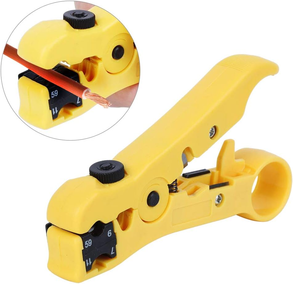 Universal Cable Wire Stripper Cutter, RG59 RG6 RG7 RG11 Coaxial Cable, Cat5E Cat6 UTP STP Flat round Network Wire Stripping Hand Tool, 3.4Mm-10.3Mm Crimping Pliers image number 6