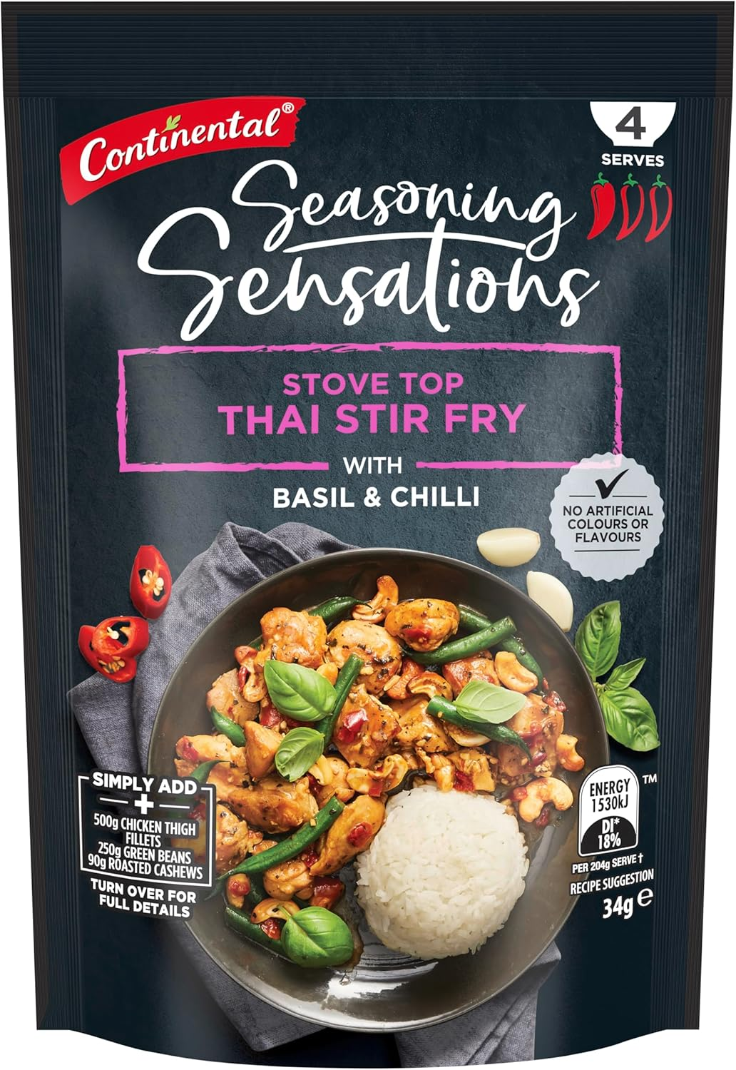 Continental Seasoning Sensations Stove Top Thai Stir Fry Recipe Base 34 G