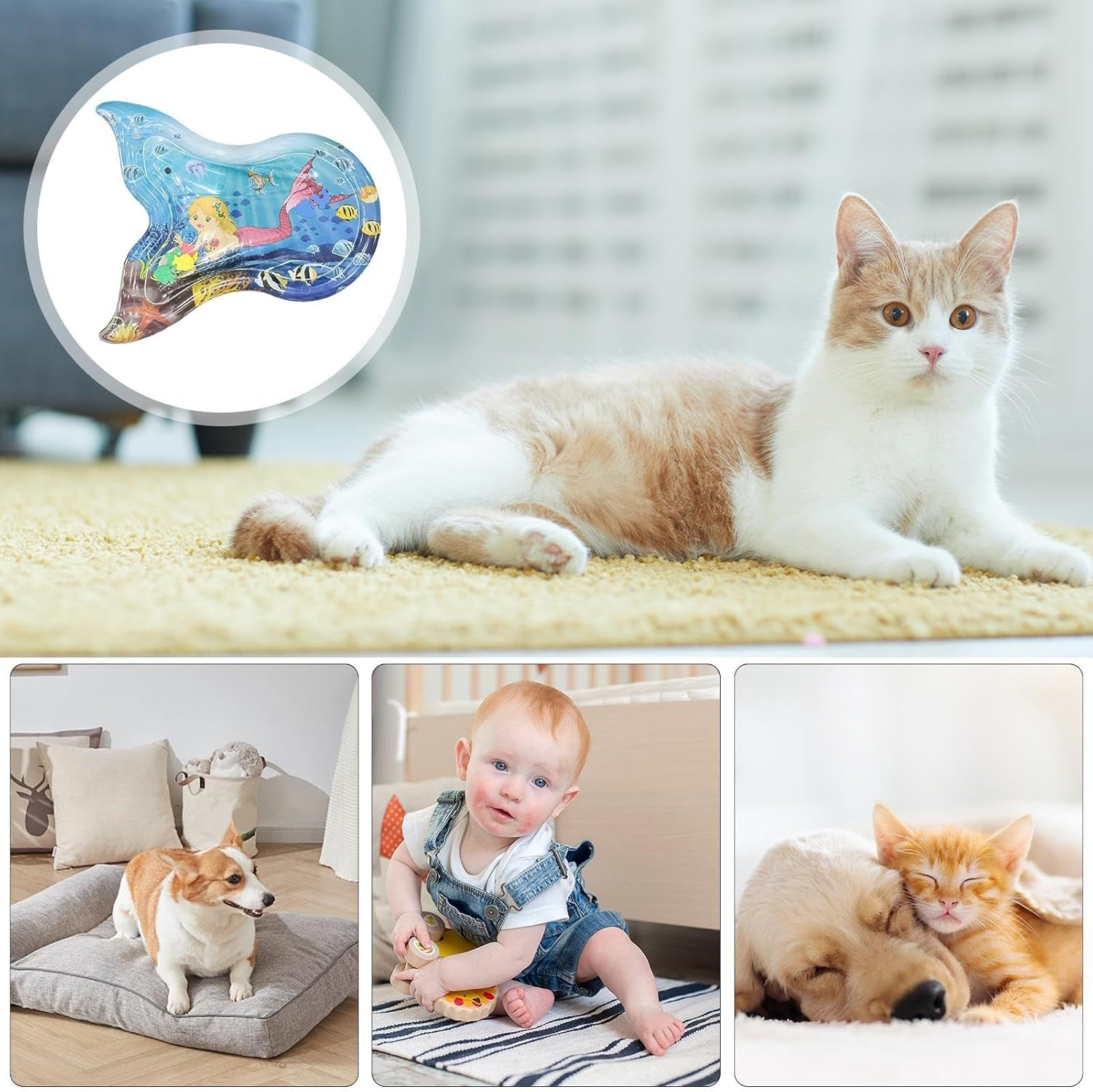 Inflatable Water Pad | Inflatable Outdoor Pet Mat - Water Sensor Technology Water Patting Mat for Floor, Tile, and Grass image number 4