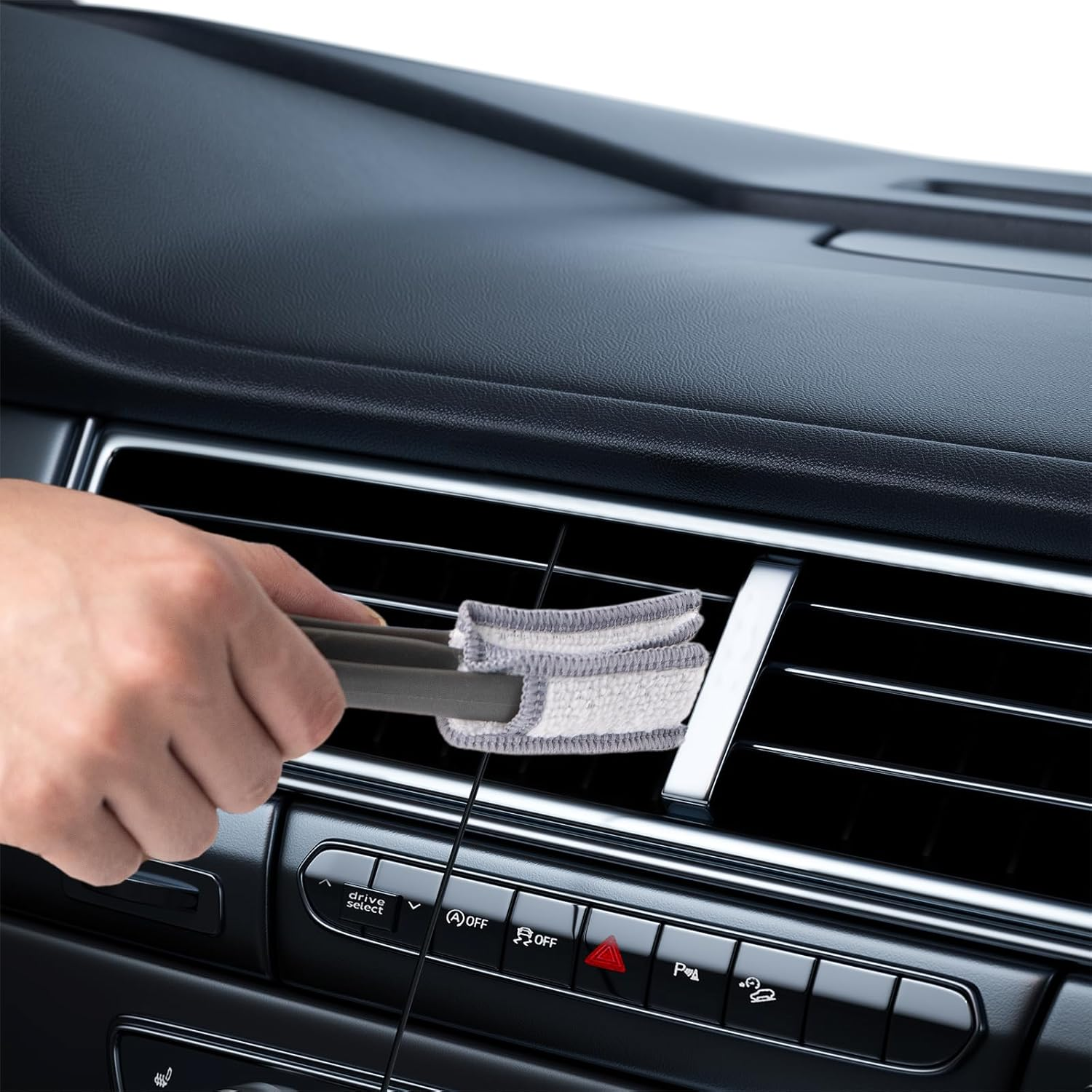 Mini Duster for Car Air Vent, 4 Pack Automotive Air Conditioner Cleaner Brushes with Cleaning Cloth, Green & Grey, for Keyboard, Windows, Blinds and Shutters image number 5