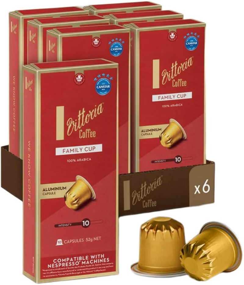 Vittoria Coffee Family Cup 100% Arabica Nespresso Compatible Aluminium Capsules 52 G (6 Packs X 10 Pods) image number 4