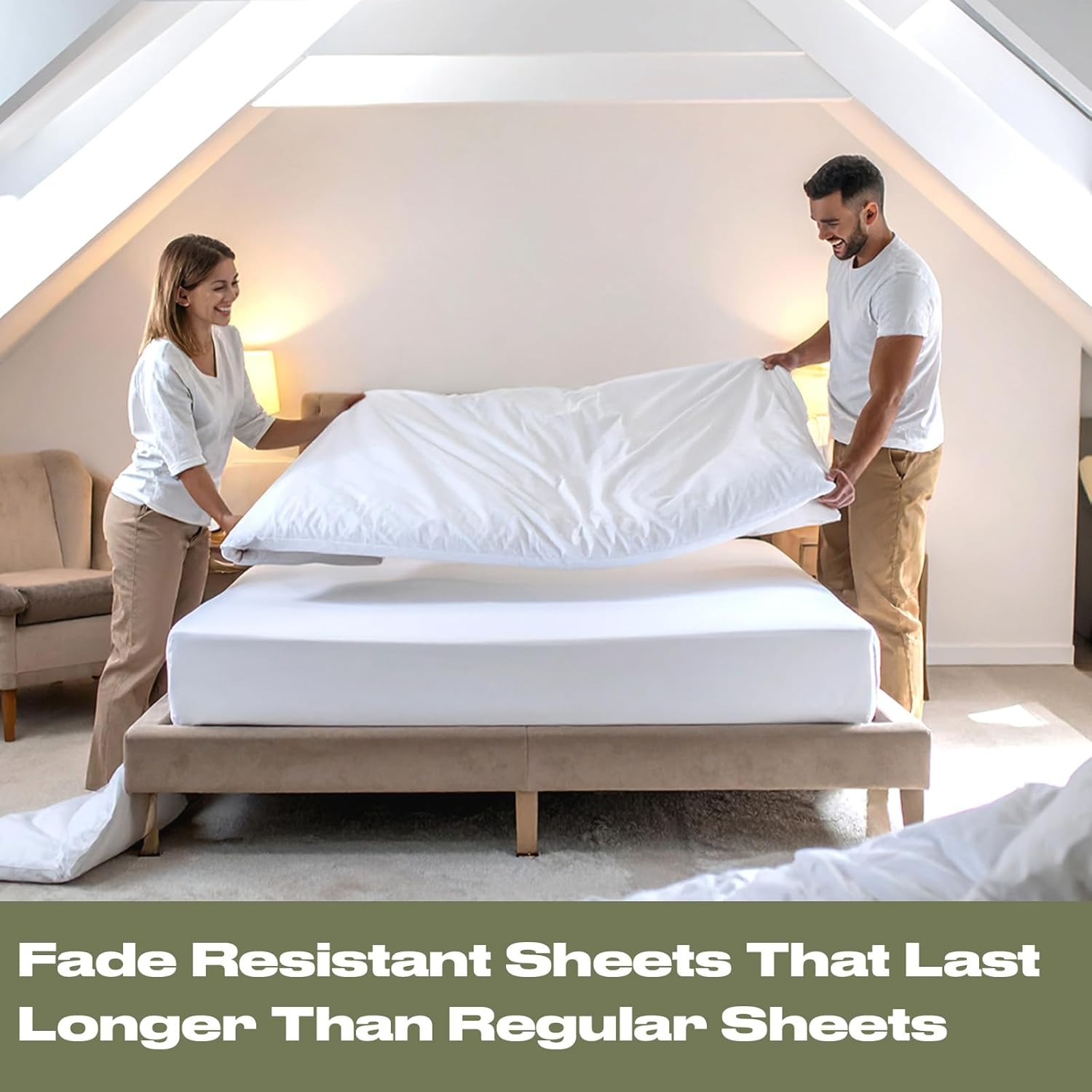 Brentfords White Fitted Double Sheet, Double Bedsheets Deep Fitted Easy Care Ultra Soft Fade Resistant, Microfibre Double Bed Sheet Bedding Linen image number 3