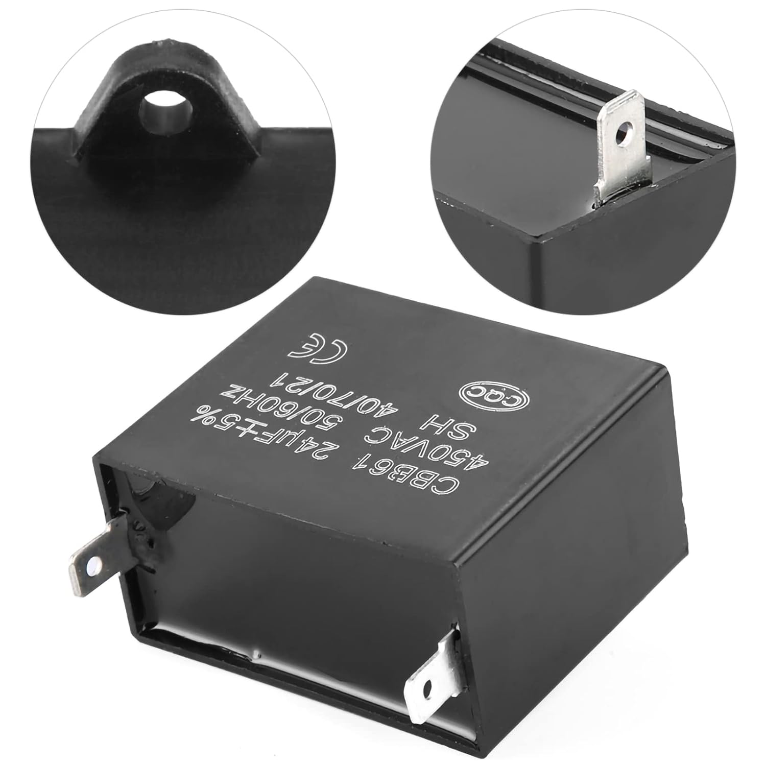 CBB61 Starting Capacitor Generator 450V AC 24Uf 50/60Hz UL/RU Listed Brushless Gas Generators Black Plastic