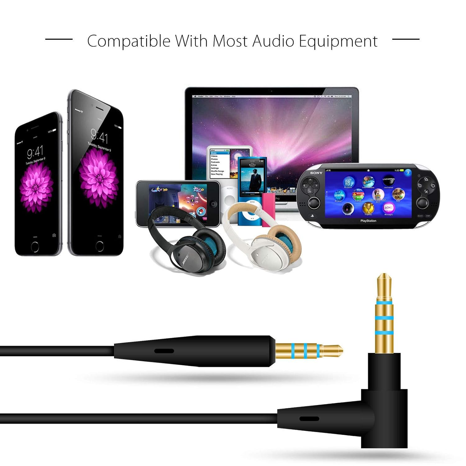 QC25 QC35 Replacement Remote Mic AUX Audio Cord Headphone Connect Cable for Bose Quiet Comfort QC 25 35 image number 3