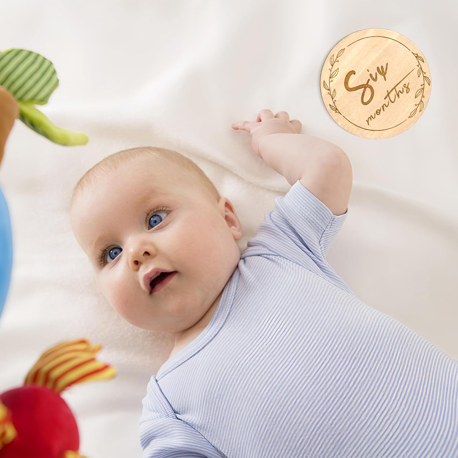 Baby Monthly Milestone,Beautiful Baby Milestone Signs-7 Double Sided Marker Wooden Circles Discs Newborn Photography Prop, Pregnancy Journey Birth Announcement Sign Baby Boy and Girl Gift Sets image number 4