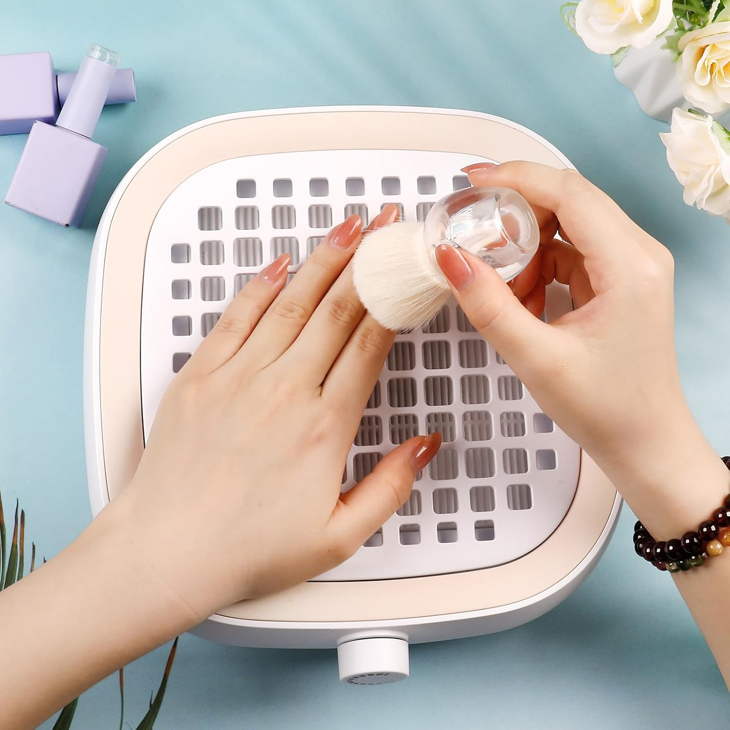 BQAN Nail Dust Brush Nail Art Dust Powder Remover Brush Nail Arts Dust Cleaner Brush Soft Kabuki Cleaner Brush for Makeup or Acrylic UV Gel Nail Arts (Transparent) image number 4