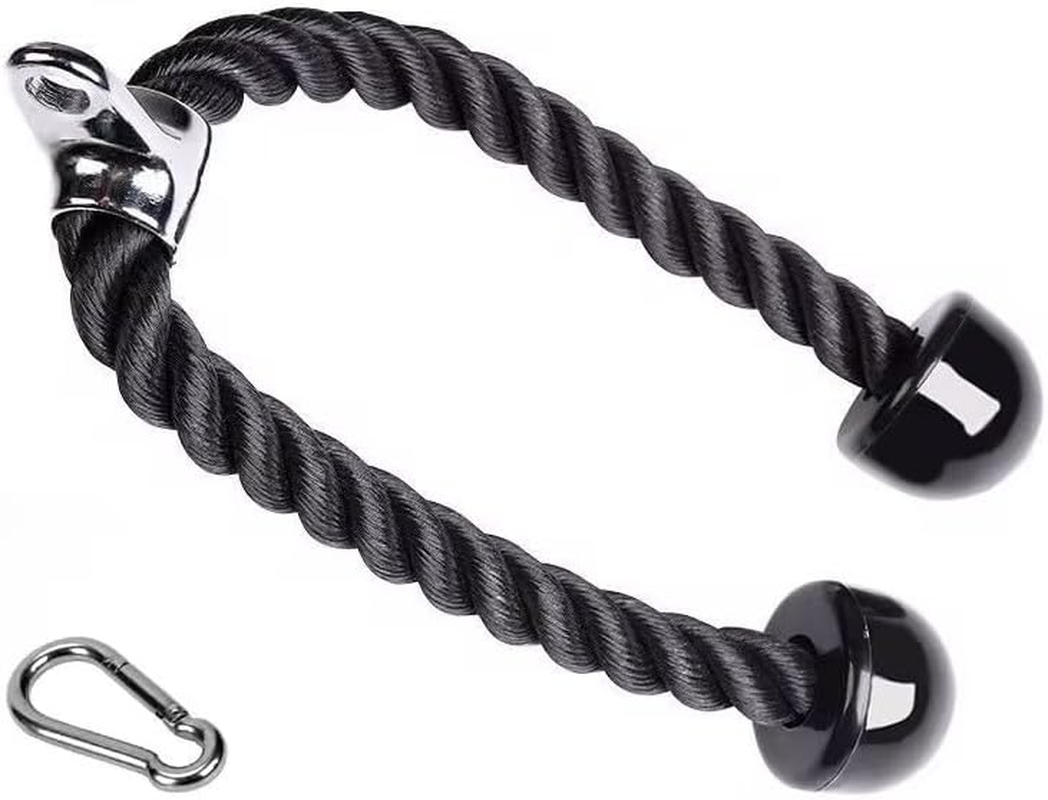 Tricep Rope 35 Inches Fitness Attachment Cable Machine Pulldown Heavy Duty Coated Nylon Rope with Solid Rubber Ends
