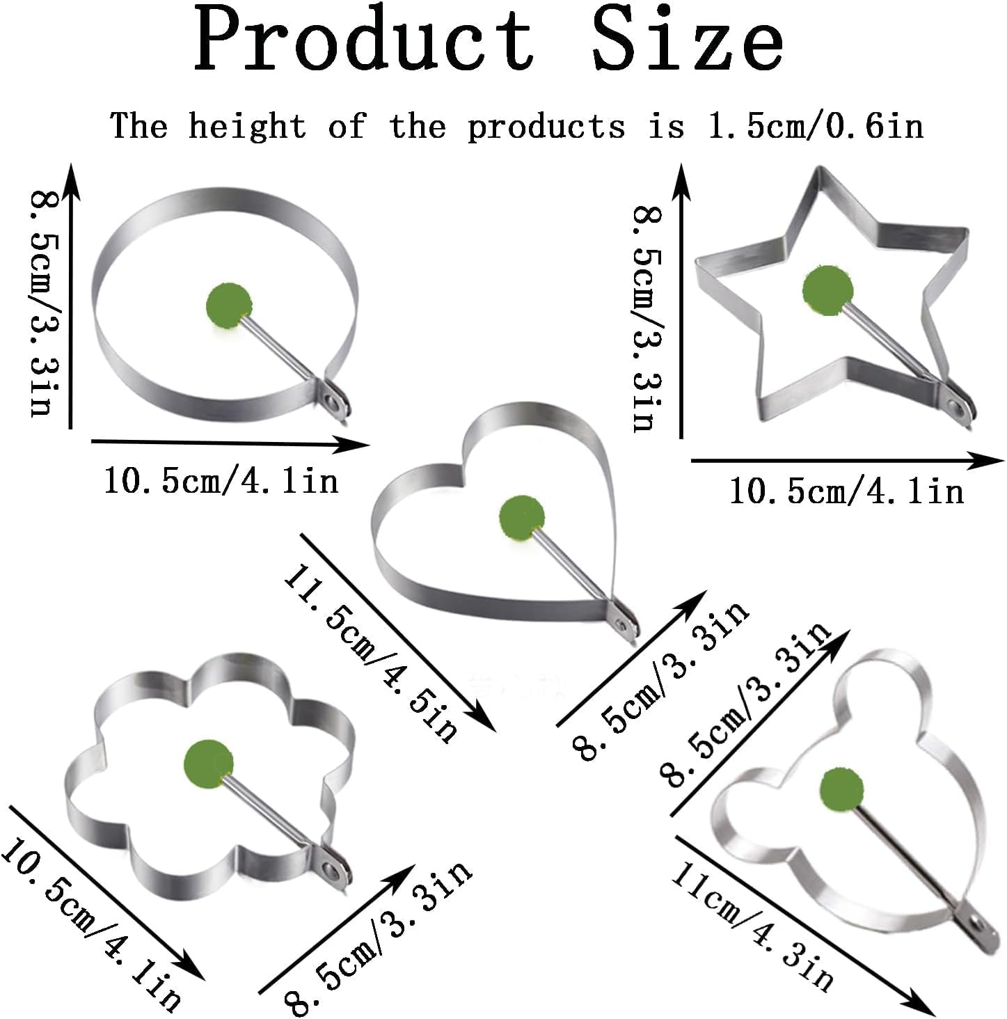 Stainless Steel Egg Shaper Cooking Kitchen Tools Pancake Mold, 6Pcs Stainless Steel Egg Ring Molds,Stainless Steel Fried Egg Pancake Shaper Omelette Mould Frying Egg Ring Pancake Mold Egg Cooking Tool image number 1