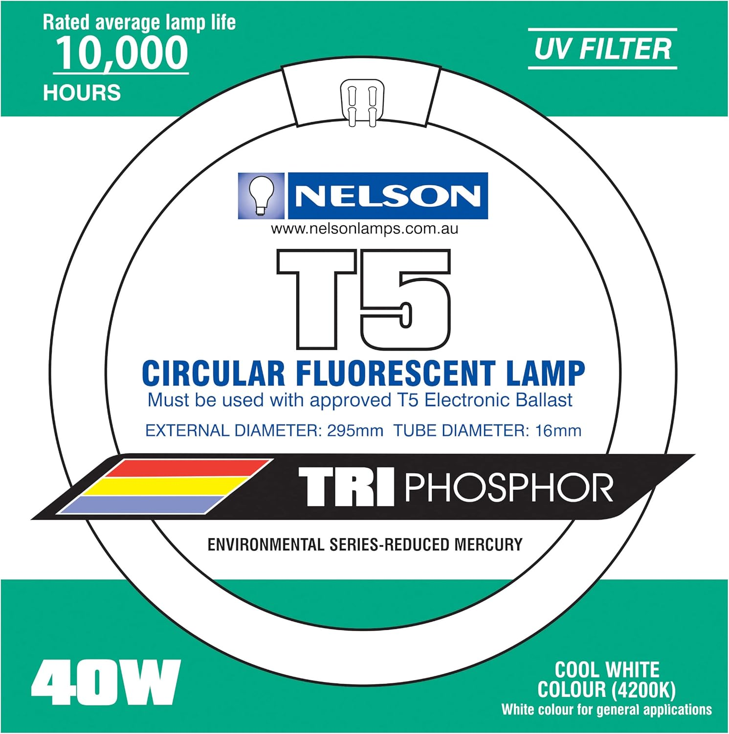 Nelson Triphosphor Fluorescent T5 Circular Lamp, 40W, 4200K image number 2