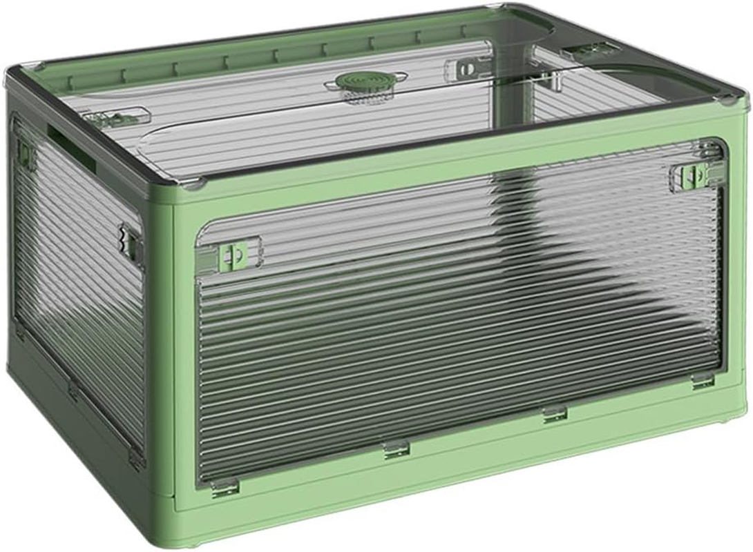 Stackable Storage Bins with Lids,Multi-Opening Storage Box，Stackable Bins with Lids and Wheels for Clothes, Snacks, Toys & Books, Collapsible Container for Home Office Outdoor Dorm (Green)