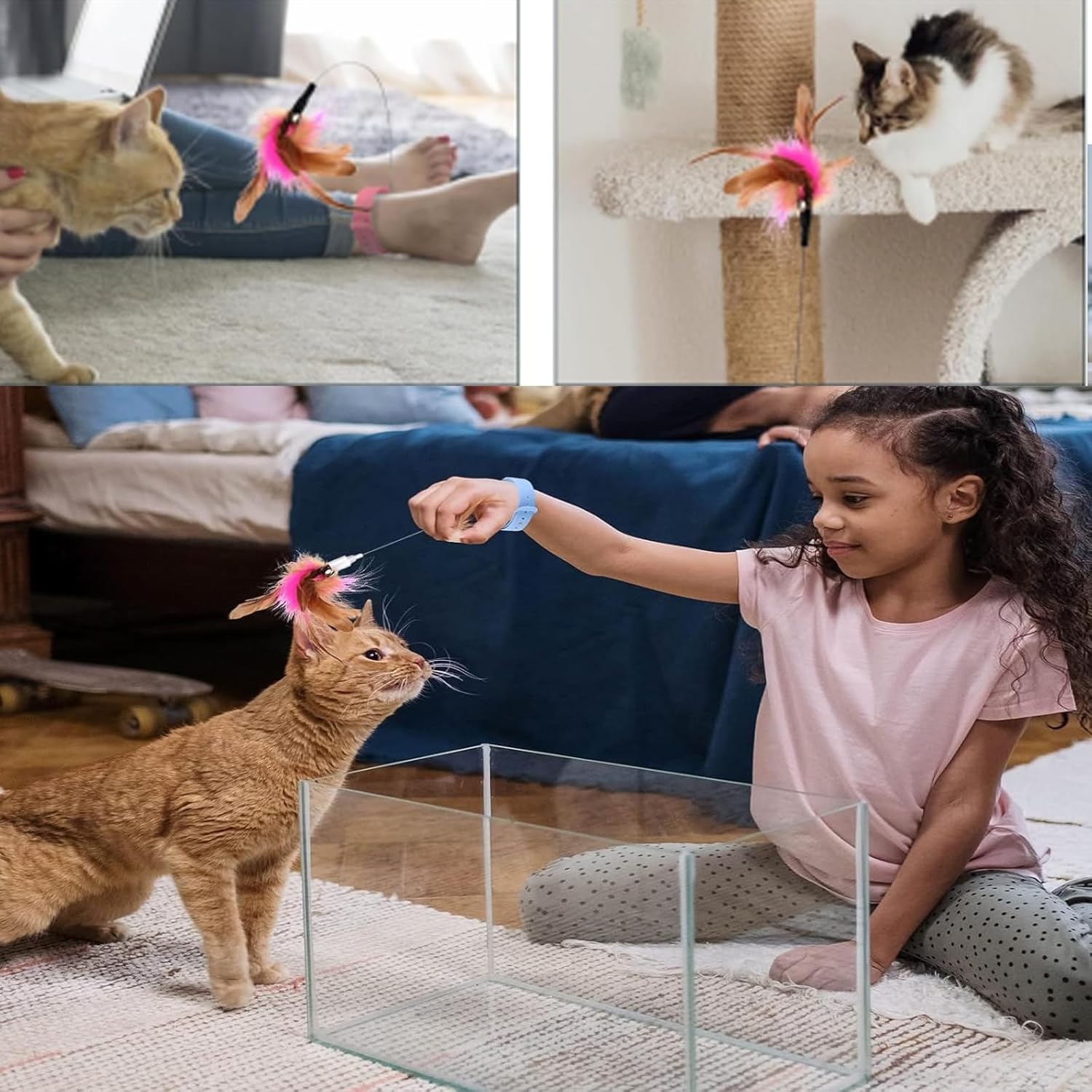 Cat Toys Cat Toys Magic Wand Silicone Adjustable Magic Wand for Cats Adjustable Toys for Necklace Bell Interactive Cat Toys Indoor 2 Pack image number 4