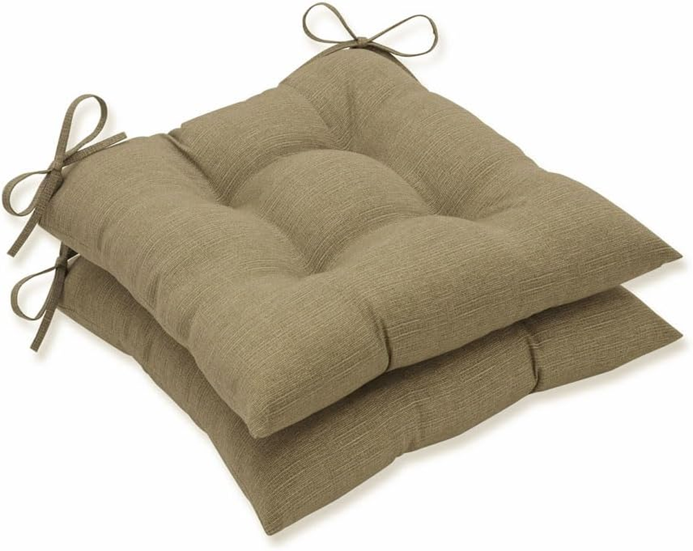 Pillow Perfect Indoor/Outdoor Taupe Textured Solid Wicker Loveseat Cushion - Tufted Seat Cushions
