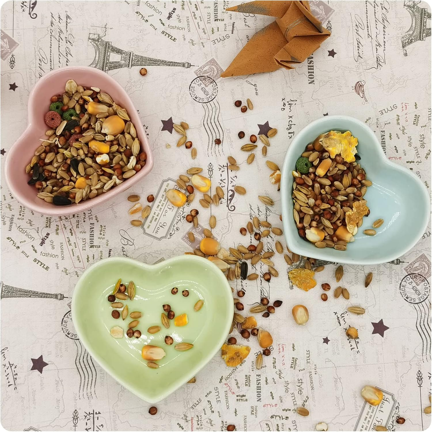 Luckyopt Hamster Bowl Ceramic Heart Shape Pet Feeding Bowl Washable Small Animal Bowls Hamster Water Bowl for Guinea Pigs, Gerbils, Hedgehogs, Chinchilla, Parrot (Red) image number 2