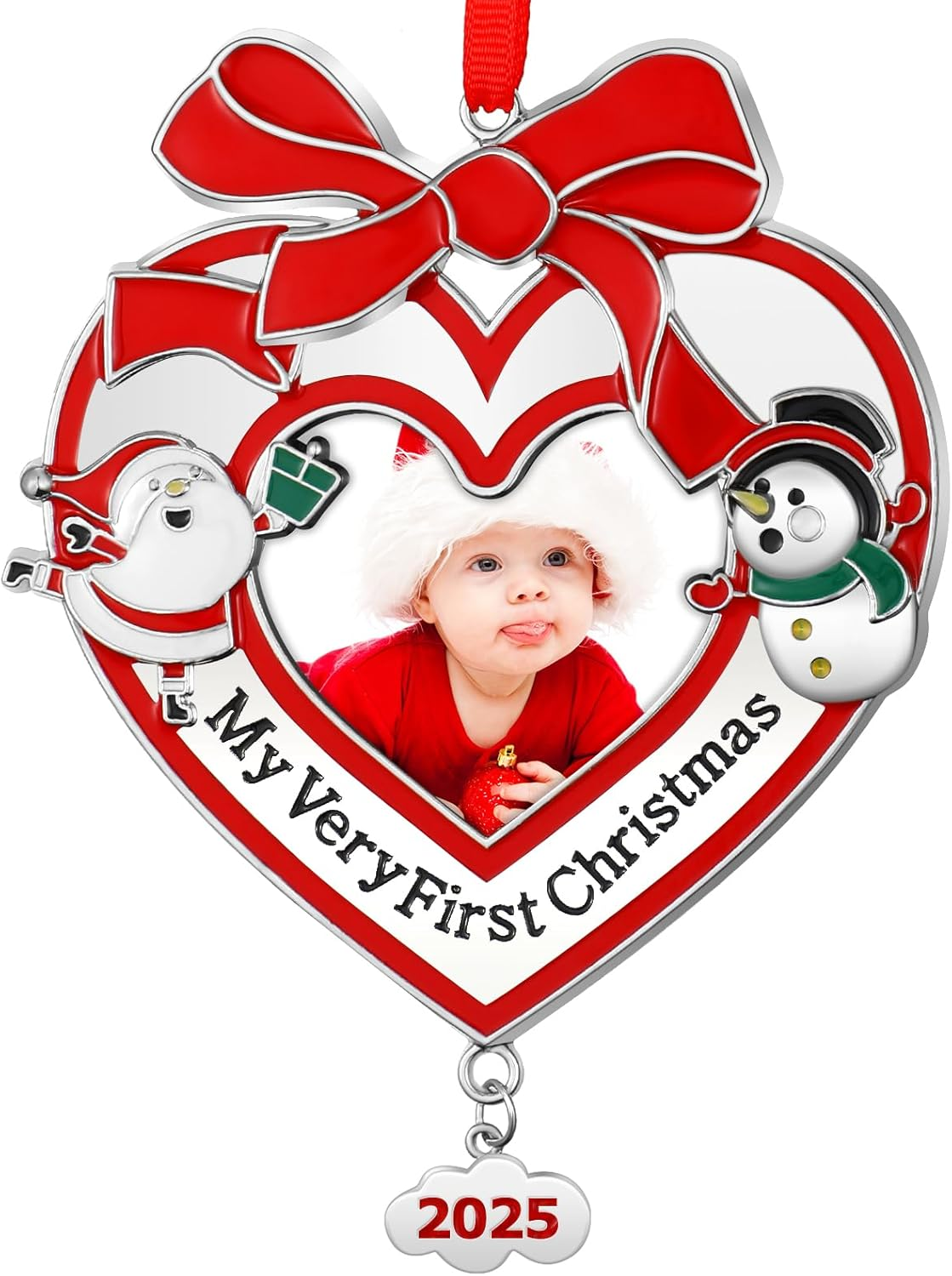 Yookeer Baby'S First Christmas Photo Ornament 2025 My Very First Christmas Photo Frame Xmas Baby'S 1St Keepsake Picture for Newborn Baby Xmas Tree Decor(1 Piece,Heart) image number 4