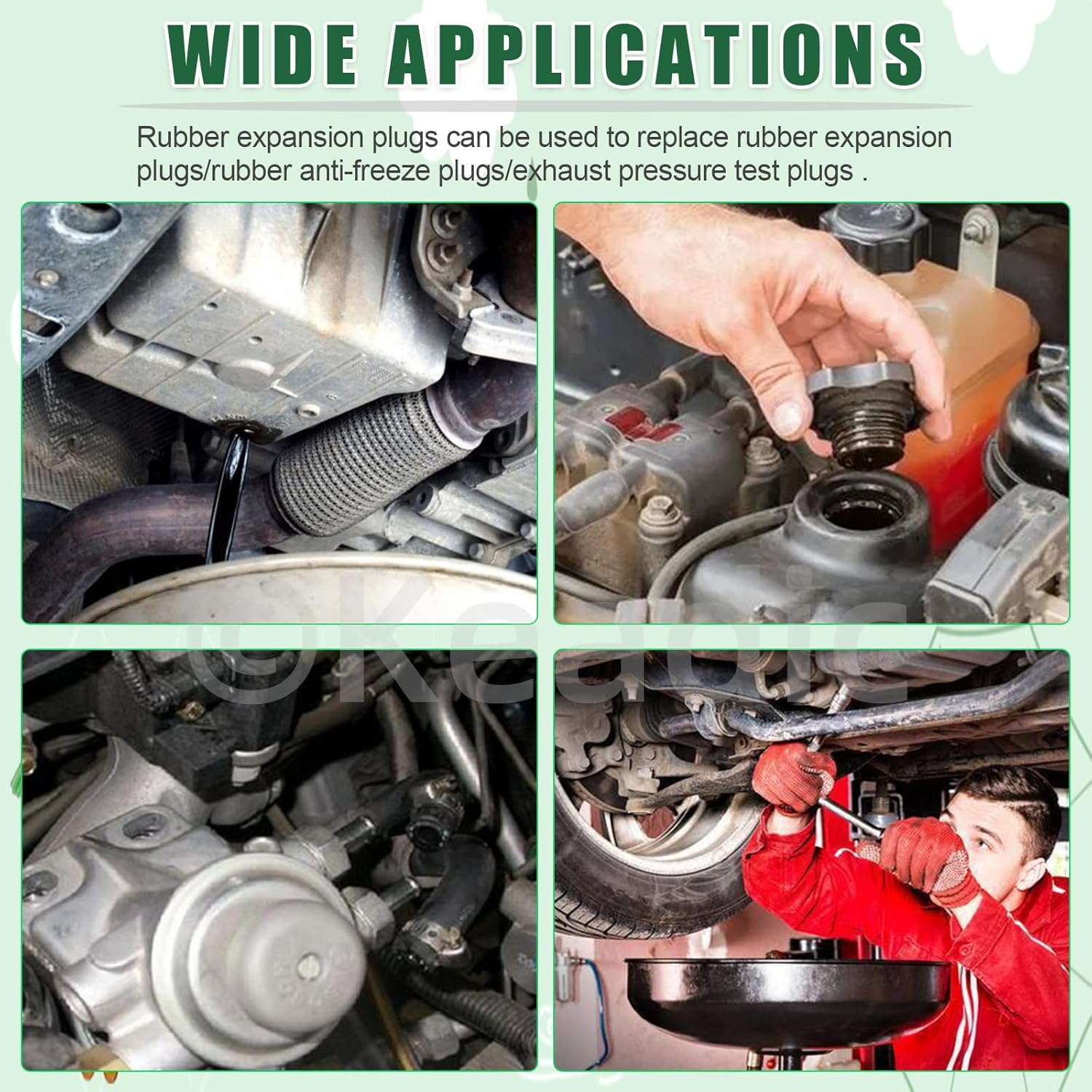 Keadic 14Pcs 7 Sizes Automotive Rubber Expansion Plug Assortment Set, 4" 7/8" 1" 1-1/8" 1-1/4" 1-3/8" 1-1/2" Expandable Freeze Plugs image number 5
