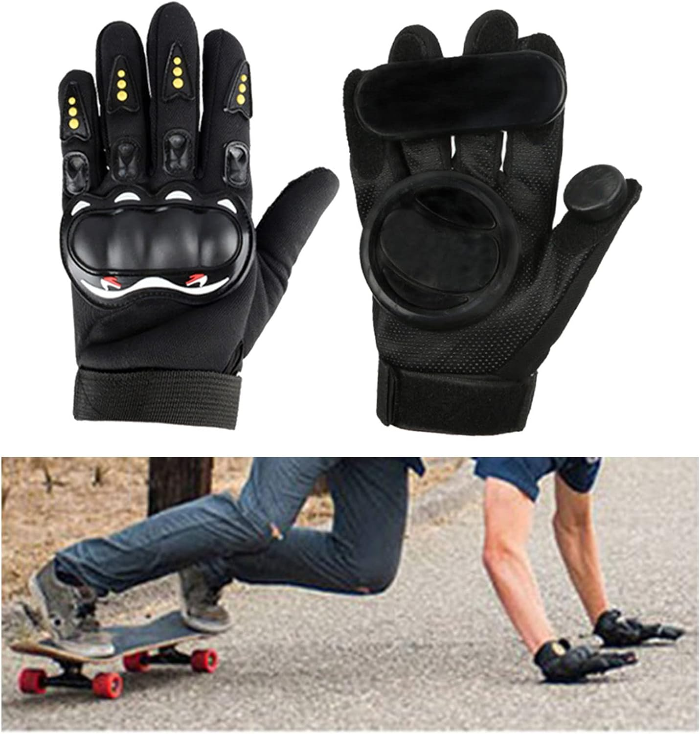 2Pack Skateboard Gloves, Gloves with Sliders, Standard Longboard Downhill Slide Gloves Skate Gloves image number 5
