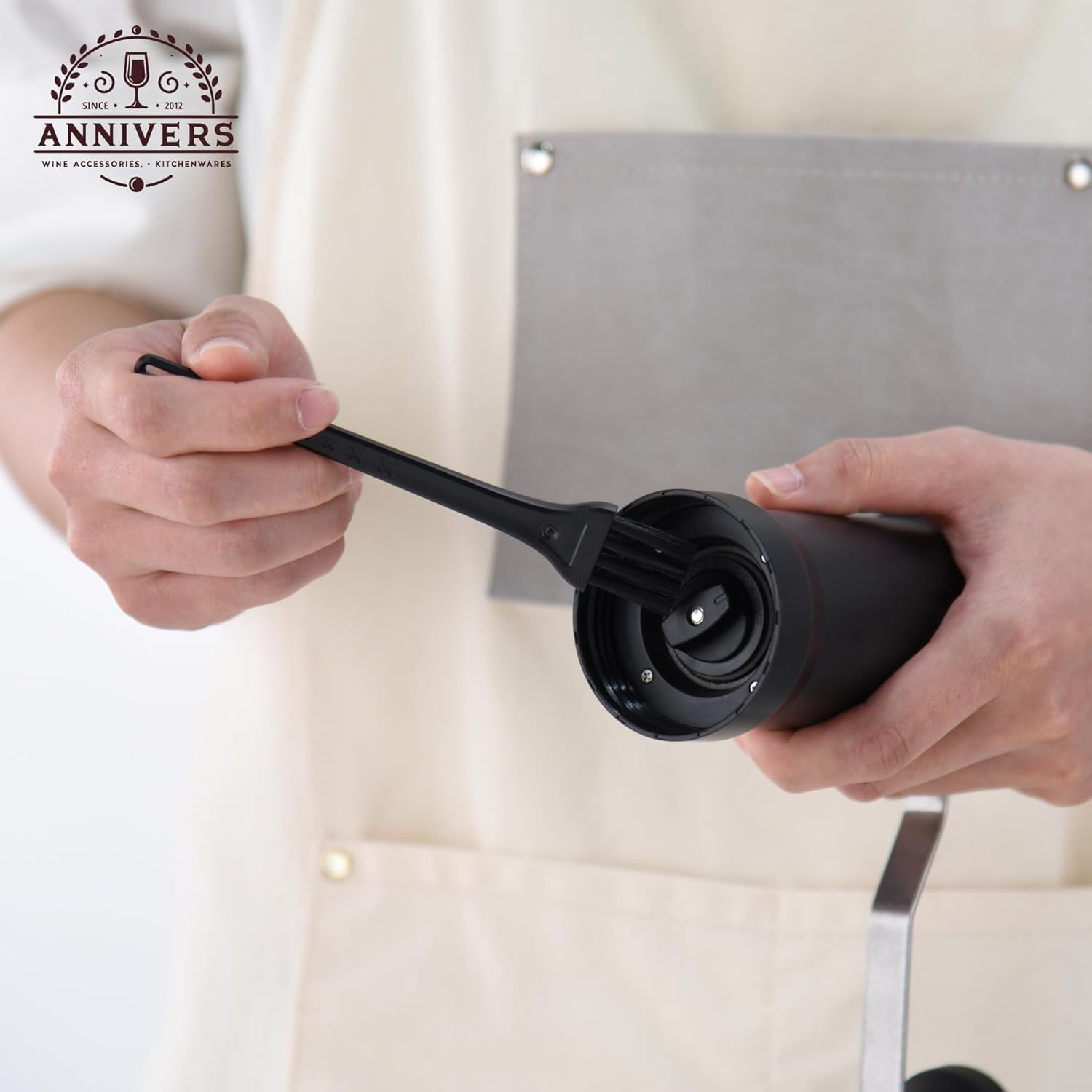 ANNIVERS Manual Coffee Grinder Hand Coffee Bean Grinder Burr Grinder, Adjustable Coarseness Ceramic Burr Glass Jar Stainless Steel Crank Brush, for Espresso French Press Drip, Moulin &Agrave; Caf&eacute; Manuel