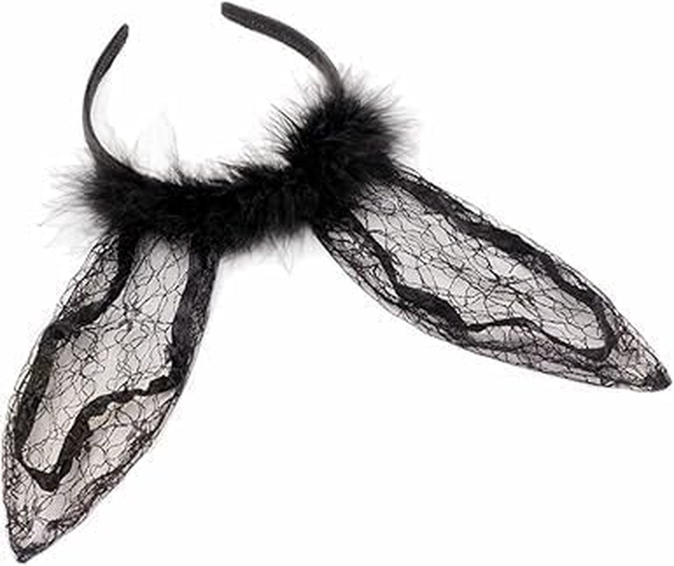 Lace Hairband Lace Bunny Ear Headband Sexy Lace Rabbit Ear Hair Band Party Decoration Headdress Cosplay Headwear Costume Hair Accessories image number 3