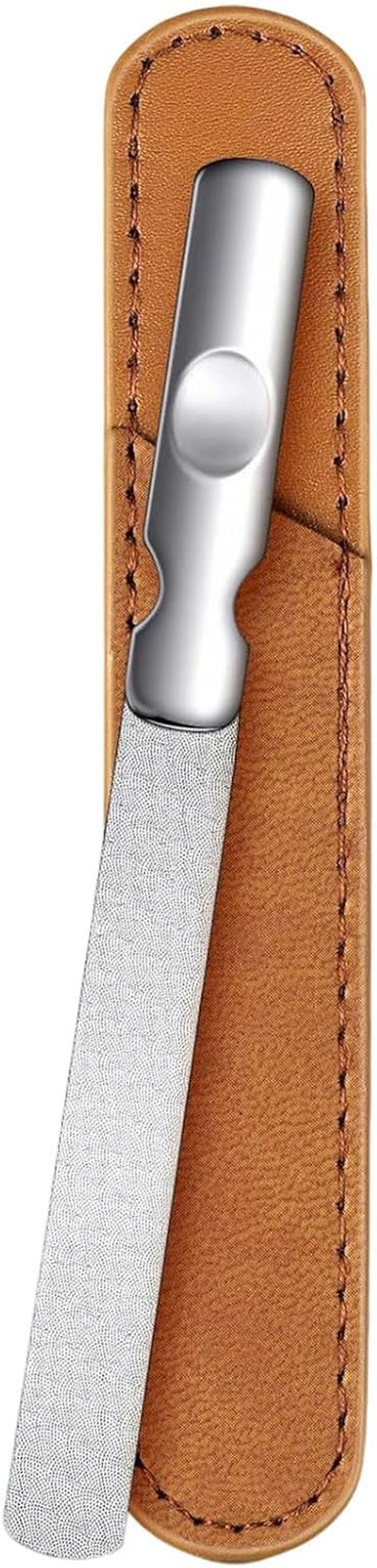 Xolixorium Stainless Steel Nail File with Anti-Slip Handle - Professional Nail Supplies for Men & Women - Double Sided Nail Tools & Accessories with Leather Case image number 1