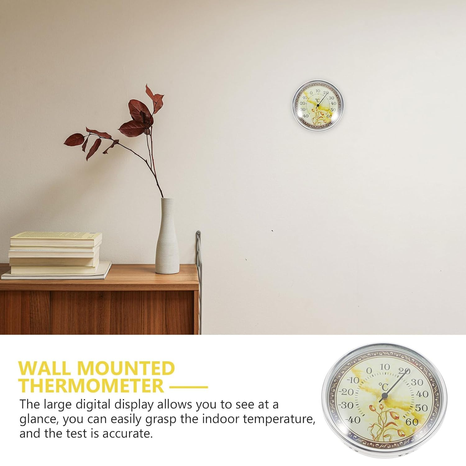 High Precision Wall Mount Thermometer with Scale for Indoor Temperature Monitoring Lightweight Design for Sauna Nursery Greenhouse Home and Office Use image number 6