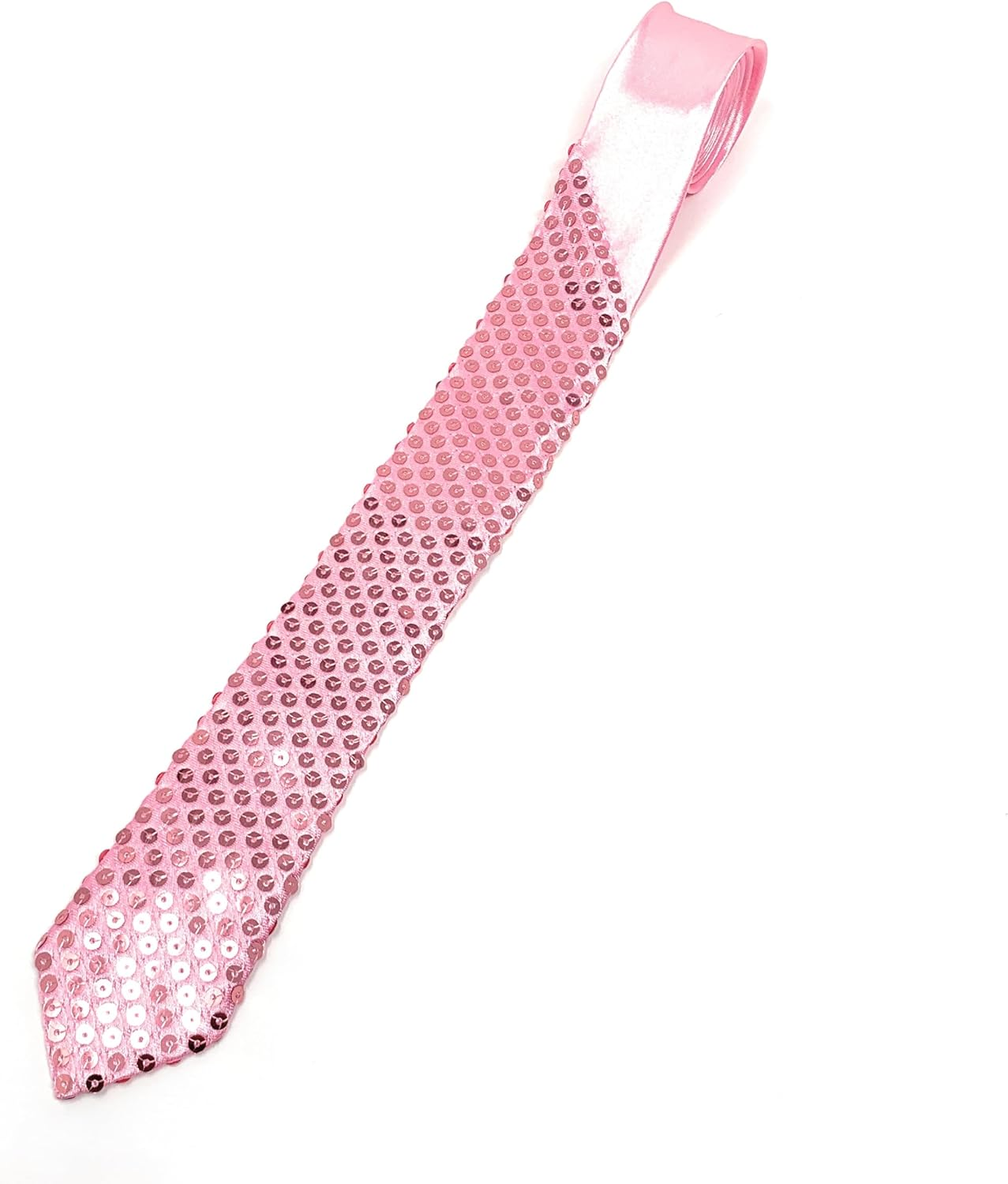 Mens Sequin Polyester Fancy Dress Neck Tie 38 X 8Cm - Hot Pink image number 4