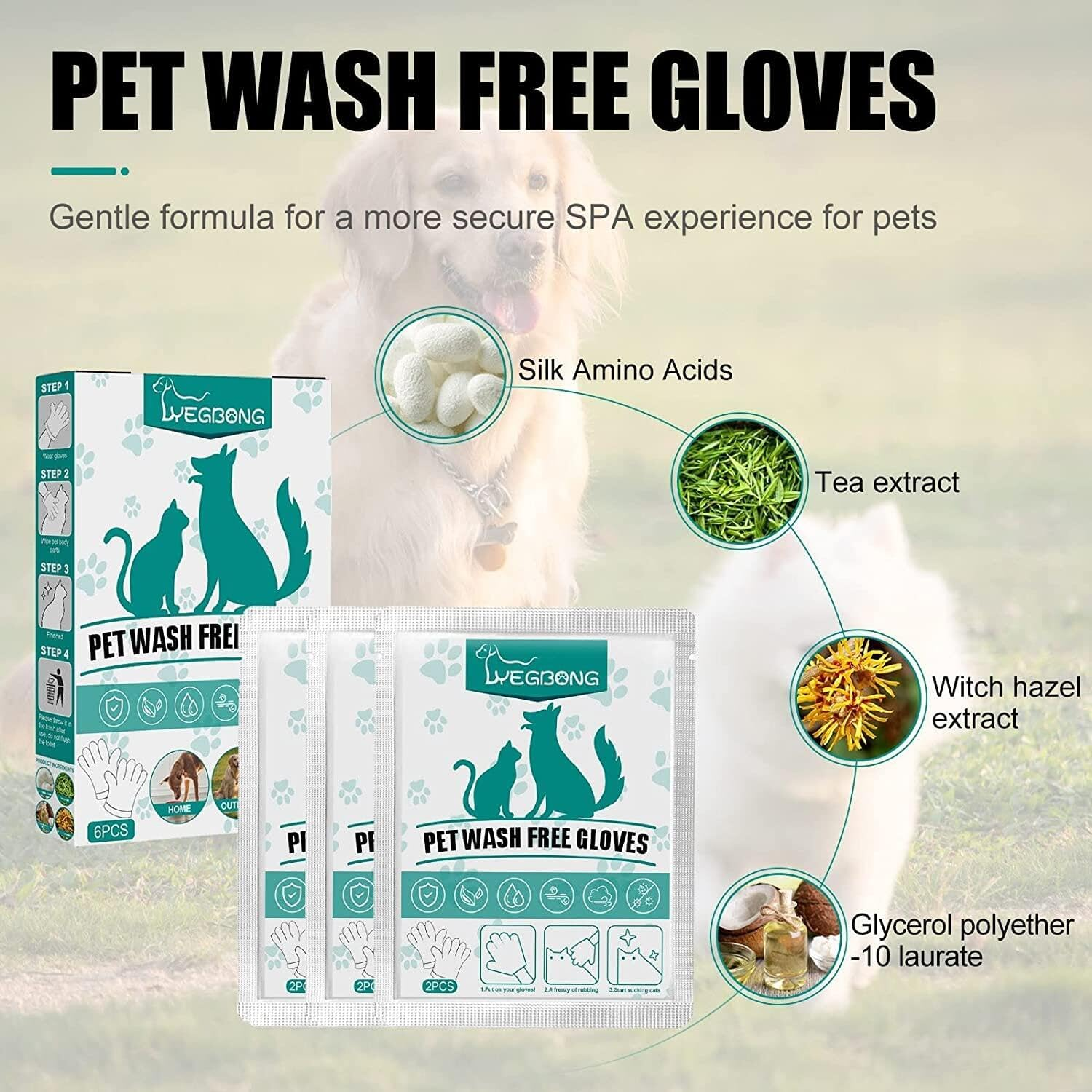 Pet for Bathing and Grooming Cats and Dogs Easy to Use Simply Dry Gently Pet Wipes
