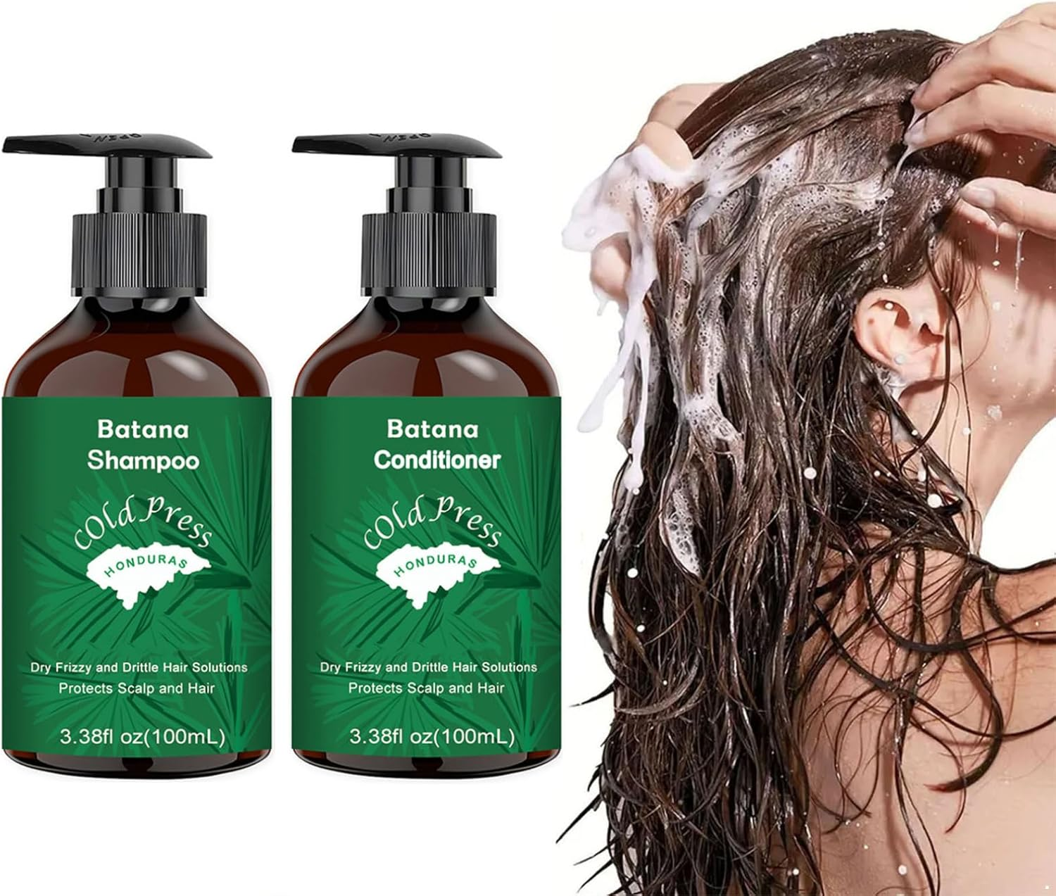 Yizyif Moisturizing Shampoo and Conditioner with Batana Oil for Soft Strong Hair Women Men Green Shampoo One Size image number 1