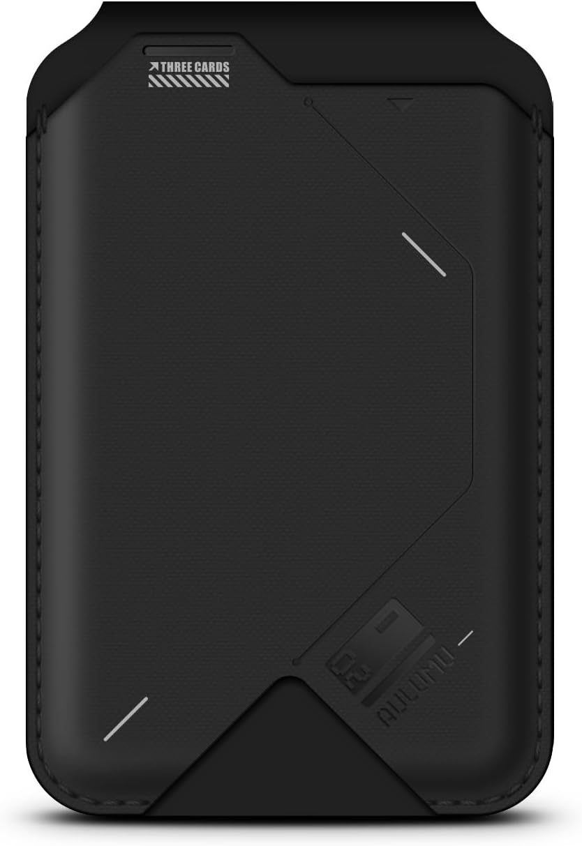 Aulumu G02 [2-In-1] Magnetic Wallet & Adjustable Stand, Card Holder Compatible with Magsafe, Open ID Window, Magnetic Phone Wallet Stick on for Iphone 16/15/14/13/12 Series, Black