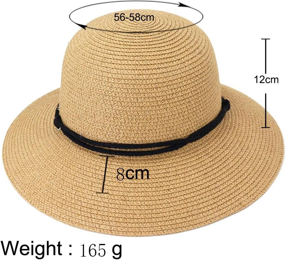 Wide Brim Hats for Women - Braided Packable Summer Hats for Women - UPF 50+ Maximum Sun Protection for Gardening, Beach, Hiking, Travel - with Wind Lanyard Pull Closure Khaki image number 3