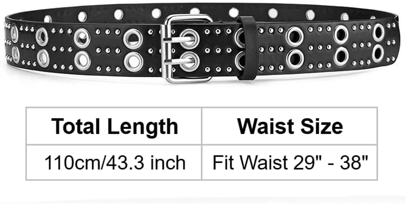 Y2K Punk Studded Leather Belt for Women Men Goth Emo Grunge Rock Double Buckle Belt Western Jean Clothes Accessories image number 1
