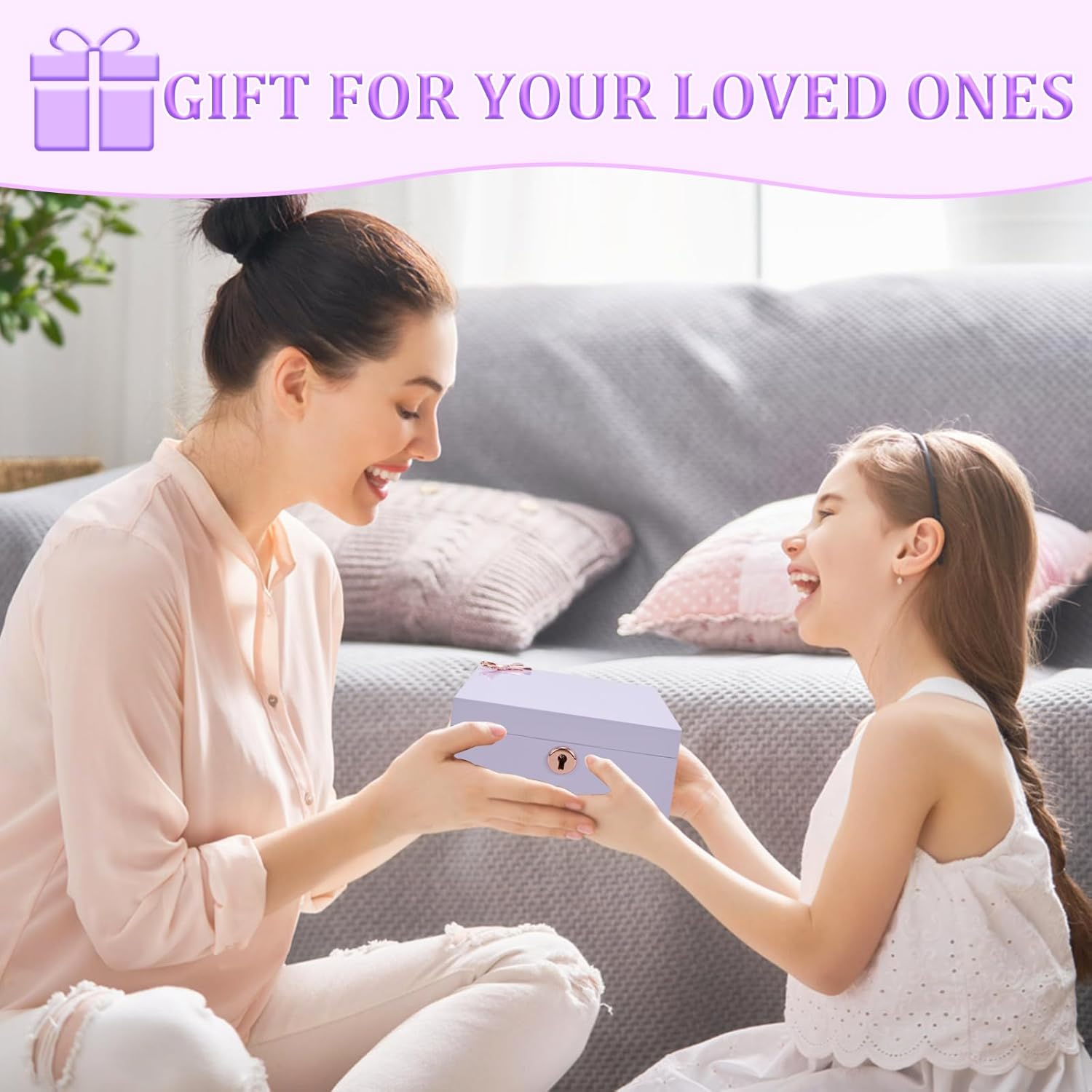 Lihou Papaq Ballerina Musical Jewelry Box -For Girls & Women - Swan Lake Tune, Features Metal Bow, Mirror & Tassel Key - Perfect Gifts for Christmas, Birthdays & Holidays-Purple (Purple-Gloss) - Purple-Matte image number 6