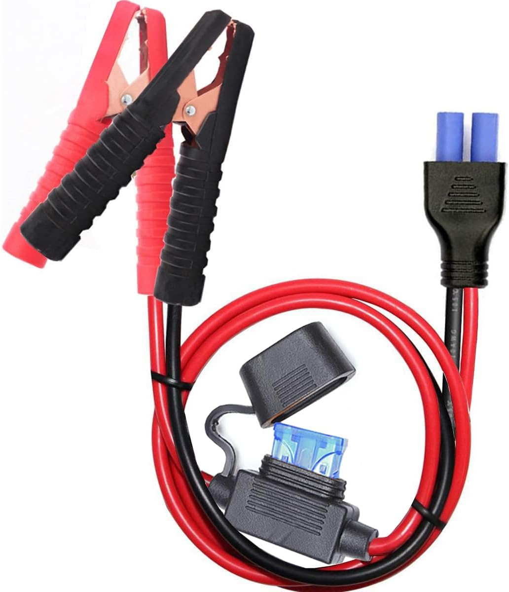 YETOR Battery Alligator Clips,10Awg Female EC5 Jump Starter Cable with Battery Clamps,Alligator Clip Clamp to EC5 Connector Extension Charging Cable for Emergency Car Jump Starter Booster.(60Cm) image number 3