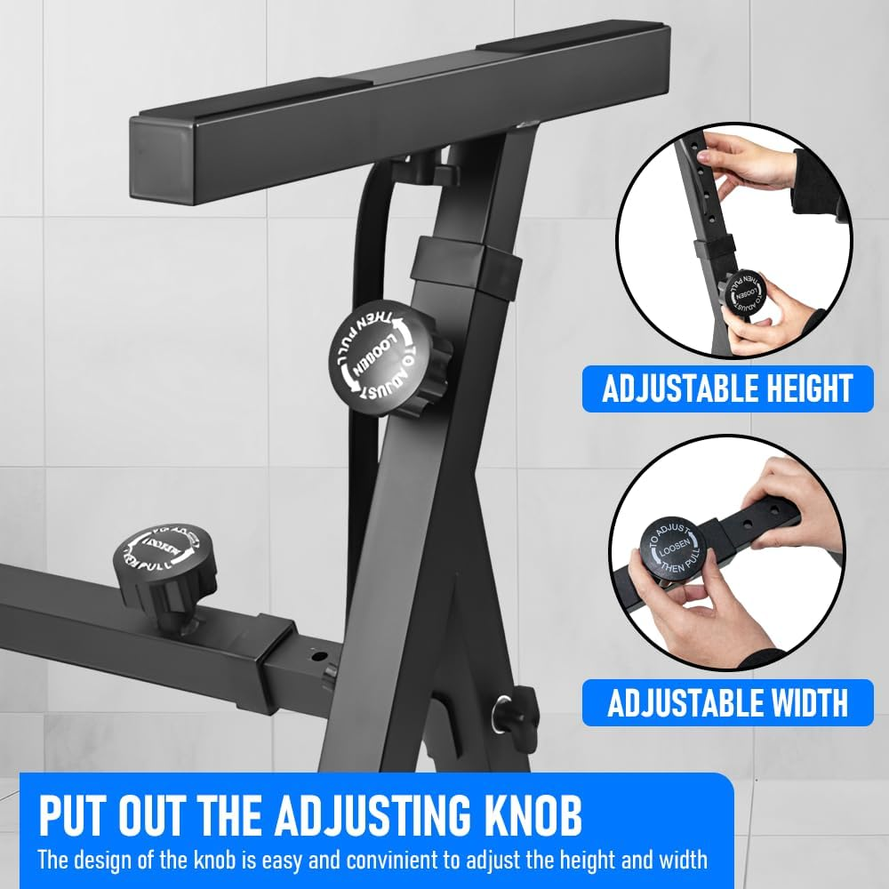 ALSTON Piano Keyboard Z Stand with Wheels Portable Heavy-Duty Piano Keyboard Stand, Music Electronic Keyboard Stand Adjustable Height 60 to 93CM Width 56-100CM, Fits 54-88 Key Electric Pianos