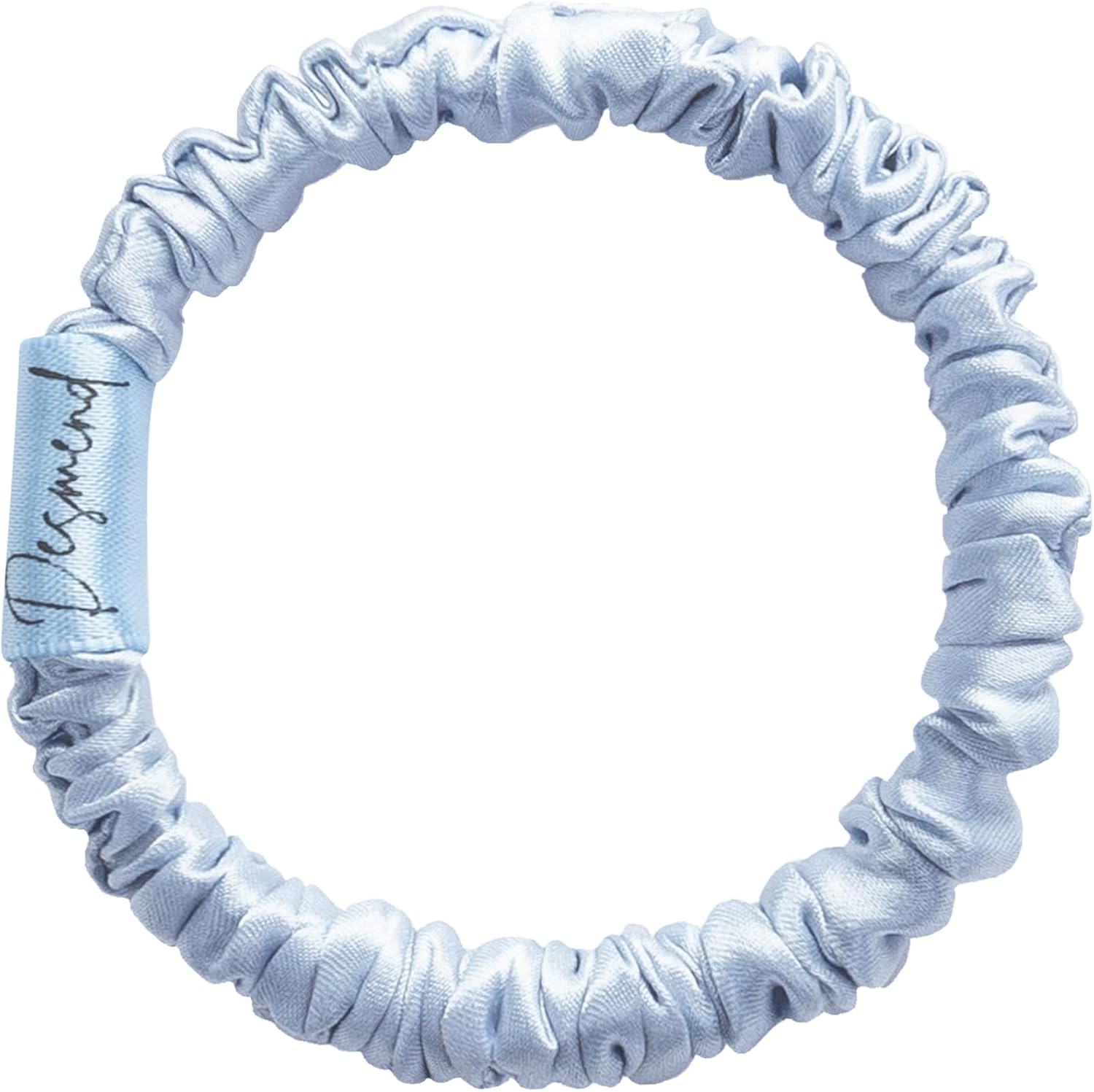 Silk Scrunchies 100% Pure Mulberry Thin Skinny Silk Hair Ties for Women & Girls No Damage Hair Bands Perfect for Ponytails & Sleep Small 5 Pcs Black/Green/Pink/Light Brown/Blue image number 3