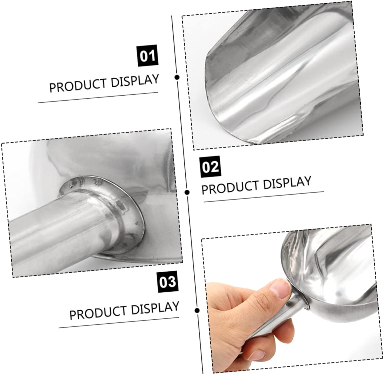 Iplusmile Stainless Steel Feed Scoop Handle Sturdy Grain and Pet Food Distribution Scoop for Livestock and Kitchen Use Multi-Purpose Metal Fodder Scooper image number 1