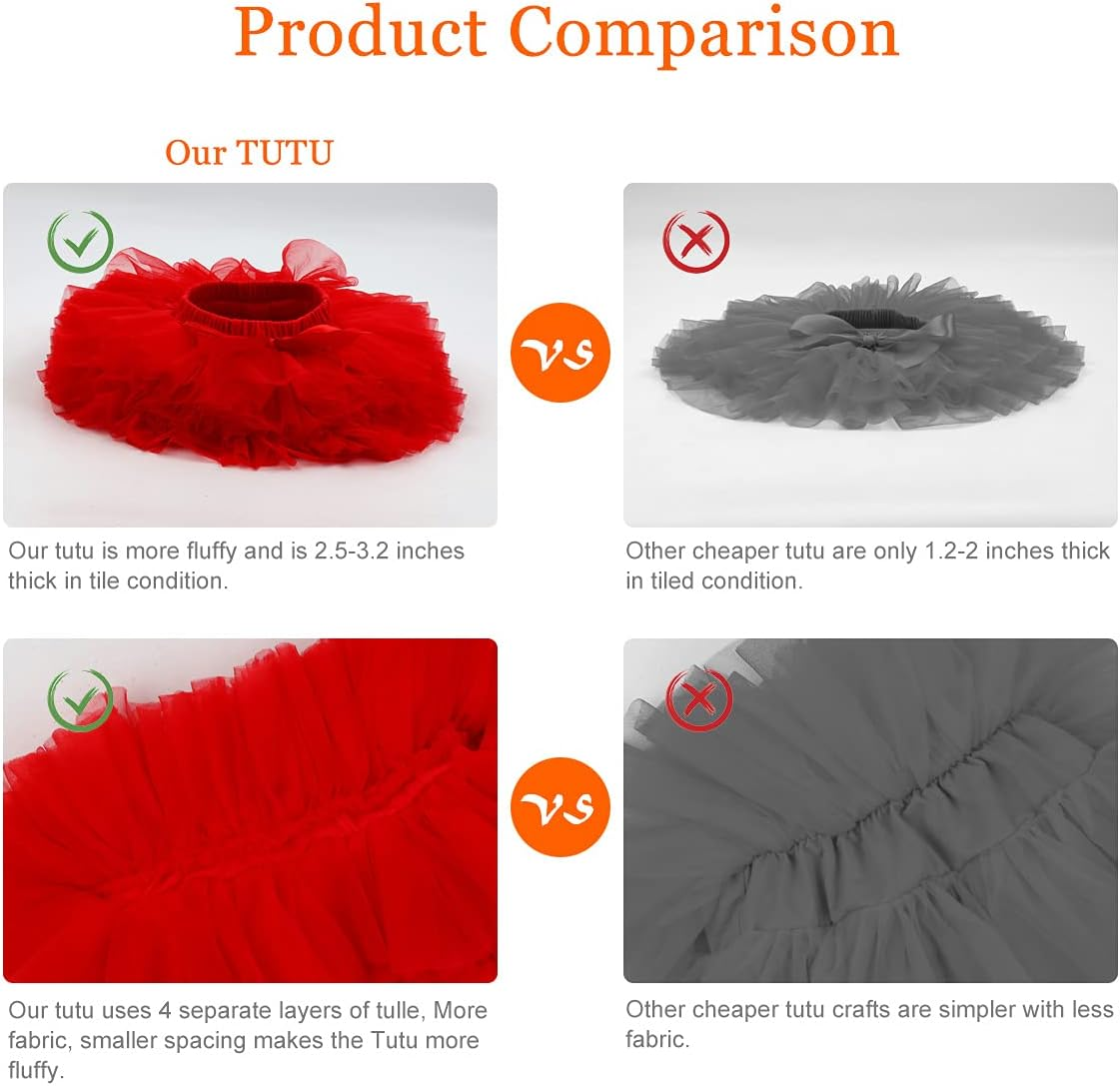 HOOLCHEAN Baby Infant Girls Fluffy Soft Tutu Skirt (Skort) and Headband Suit image number 2