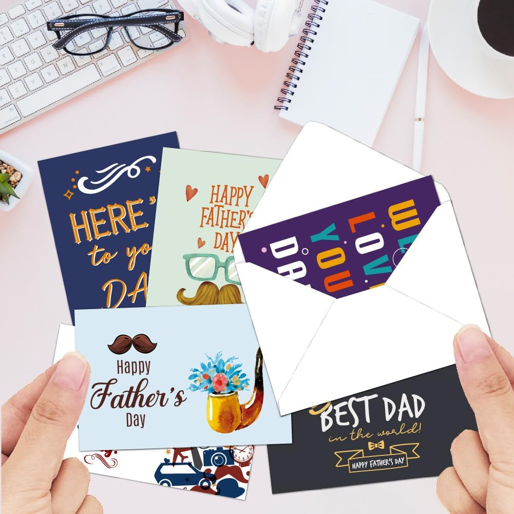 Father'S Day Card, Suithink Foldable Happy Father'S Day Greeting Cards with Envelopes and Stickers for Dad (06-Lightblue) image number 2