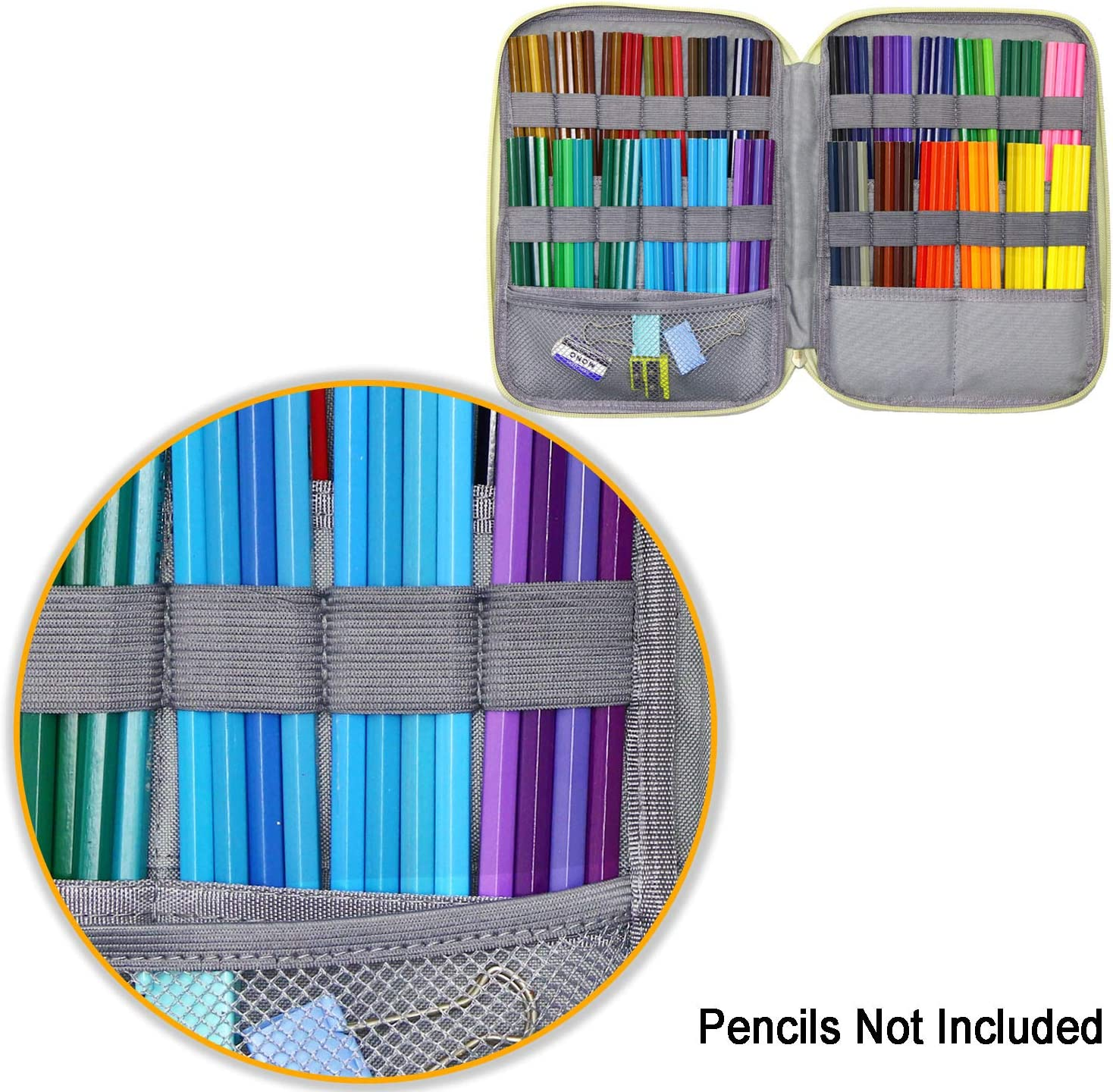 YOUSHARES 96 Slots Colored Pencil Case, Large Capacity Pencil Holder Pen Organizer Bag with Zipper for Prismacolor Watercolor Coloring Pencils, Gel Pens & Markers for Student & Artist (Purple) image number 4