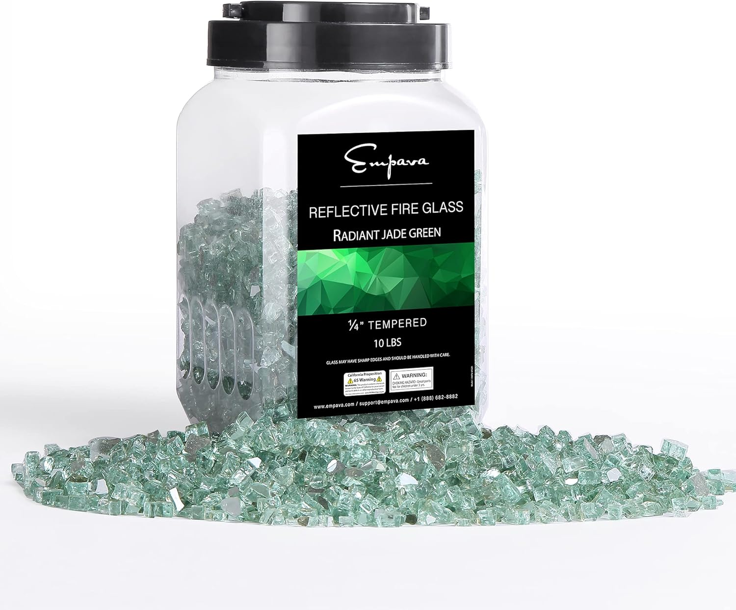 Empava 10 Lbs. 1/4-In Reflective Tempered Glass for Gas Fire Pit, Radiant Jade Green image number 4