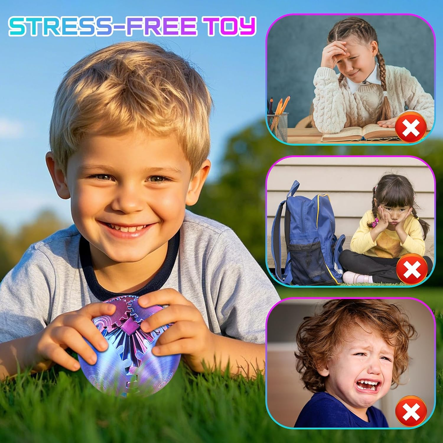 Gear Ball 3D Printed Fidget Toy Spinning Gear Sphere for Stress Relief Anxiety Fun Desk Toy for Adults Kids Stocking Filler Gifts Birthday Christmas (Purple, Diameter: 2.5 In) image number 6