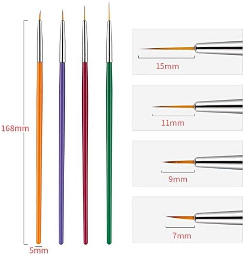 Colorful Nail Art Brushes Painting Drawing Detailing Flower Pen Manicure Decoration Tools Kit 7/9/11/15Mm Zhengpingpai