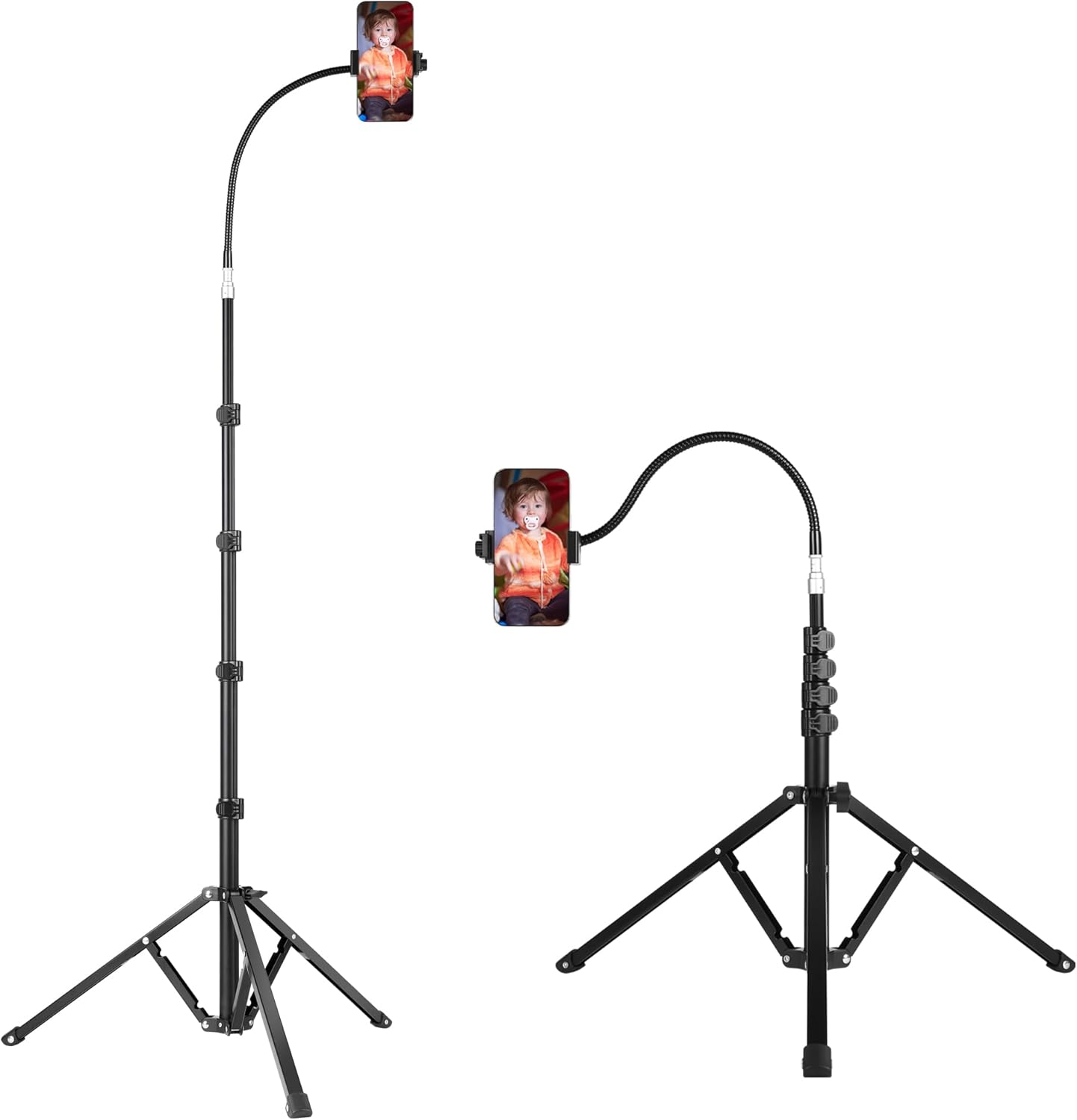 Peastrex 82" Tall Flexible Phone Tripod with 17" Gooseneck, Overhead Cellphone Tripod Stand for Video Recording for Iphone 15 14 13 Pro Max Pro, Android Phone image number 5