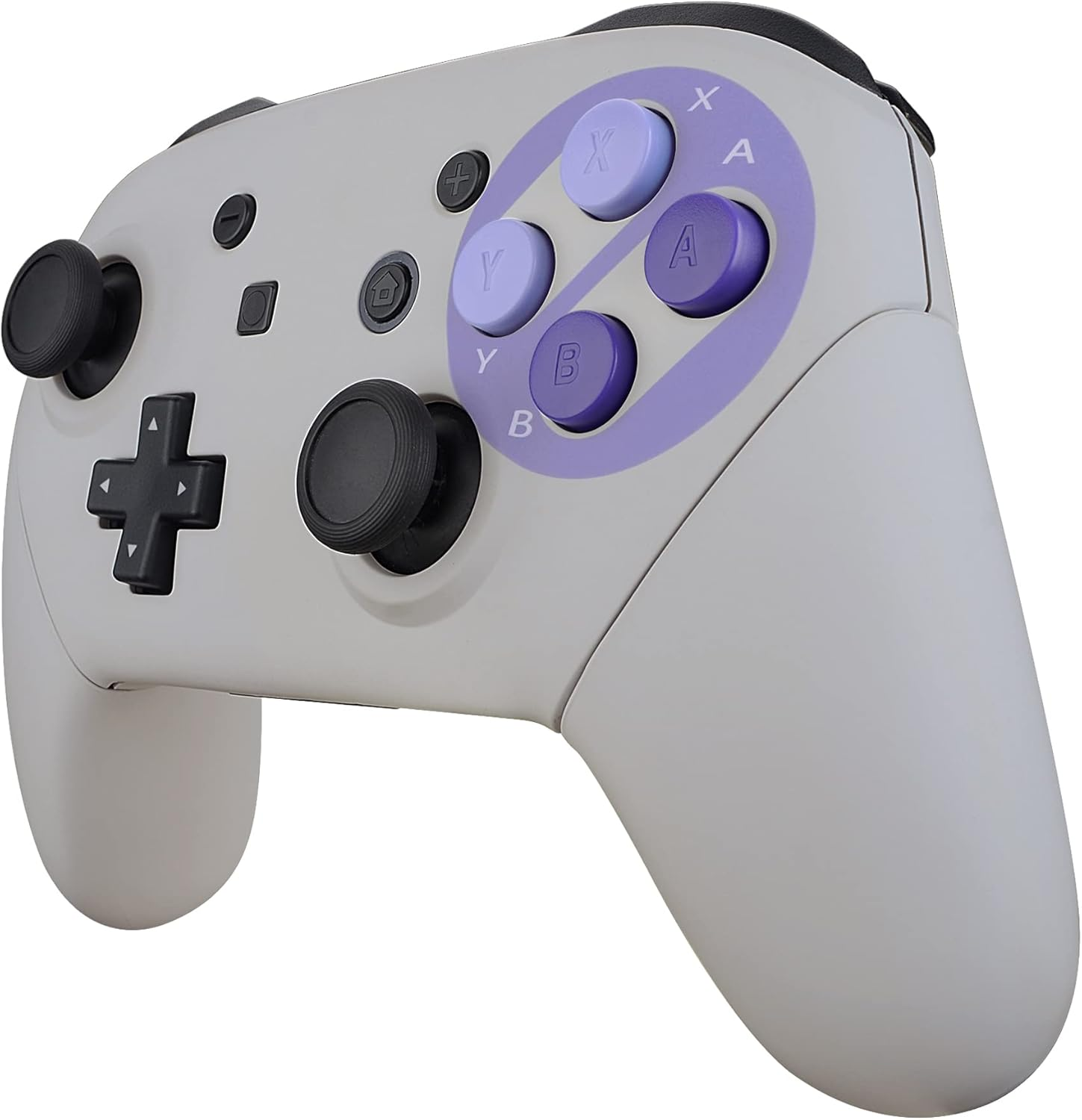 Extremerate Faceplate Backplate Handles for Switch Pro Controller, Classic SNES Style Replacement Shell Case with Red D-Pad ABXY Buttons for Nintendo Switch Pro - Controller NOT Included