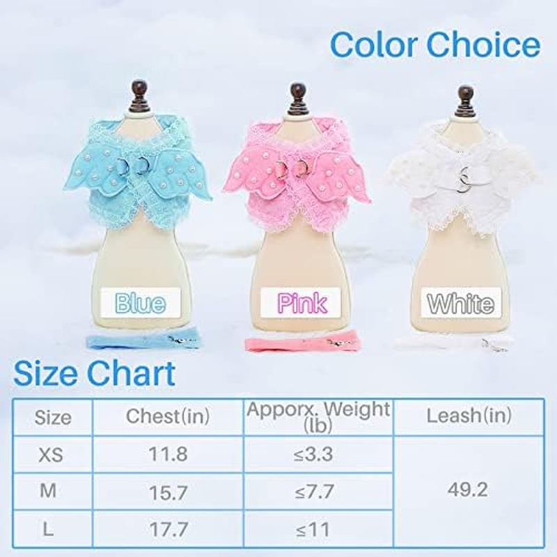 Kalevel Dog Harness for Dogs No Pull No Escape Female Male Comfortable Cute Blue Lace Angel Wings Leash Clip Pet Vest Harnesses image number 6